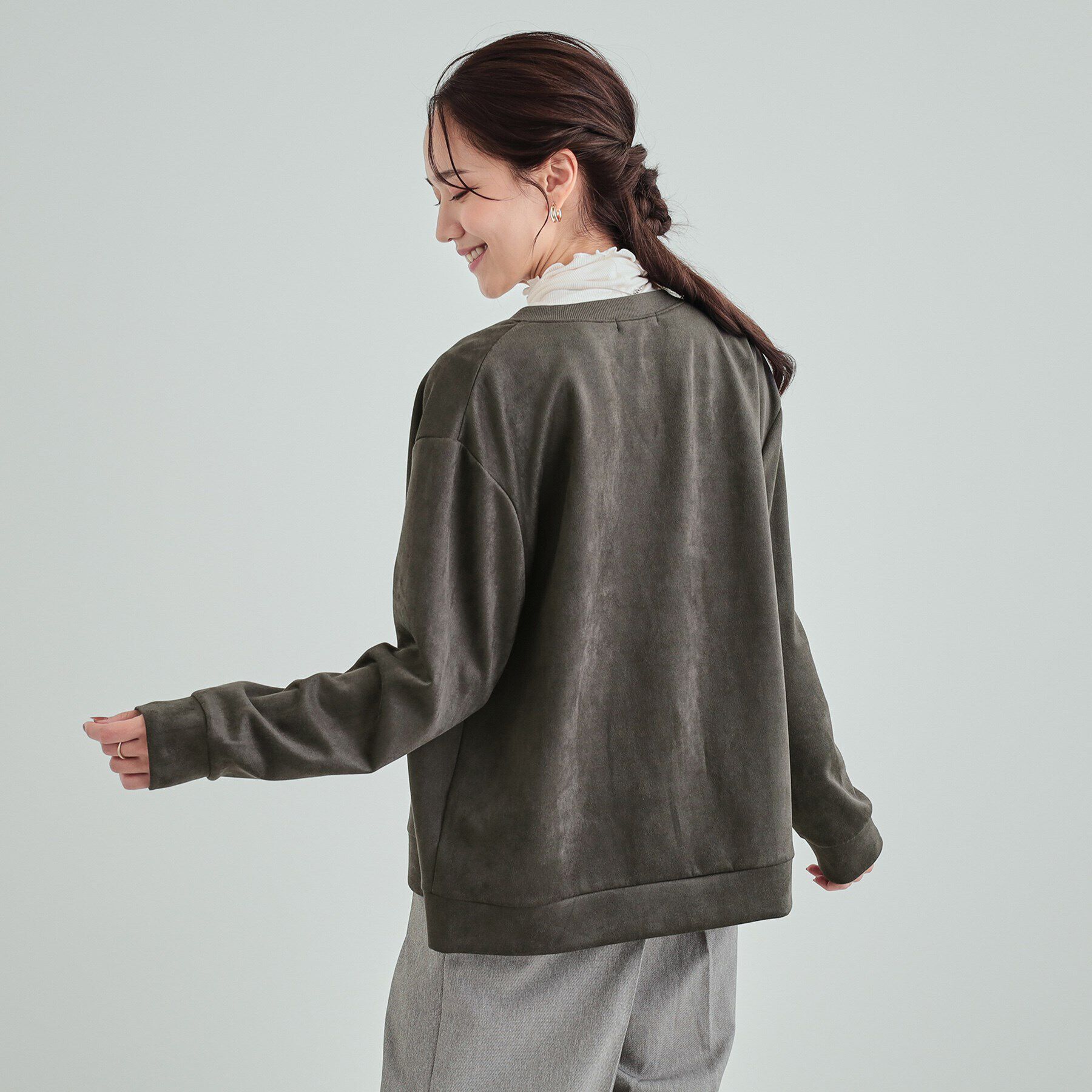 SHOO･LA･RUE「【S-LL】ゆったりと軽やかに やわらかスエード調カーディガン」|カーディガン|