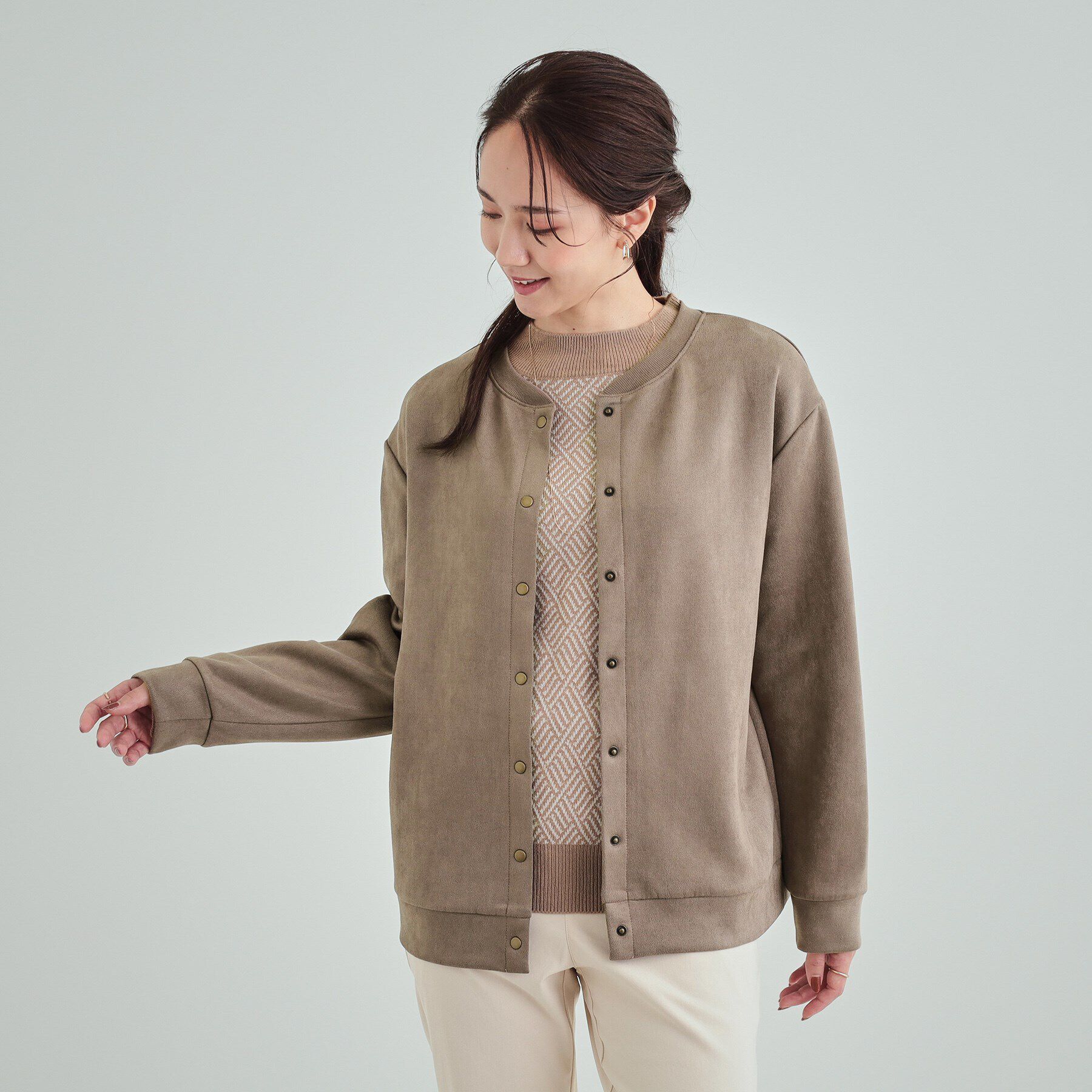 SHOO･LA･RUE「【S-LL】ゆったりと軽やかに やわらかスエード調カーディガン」|カーディガン|