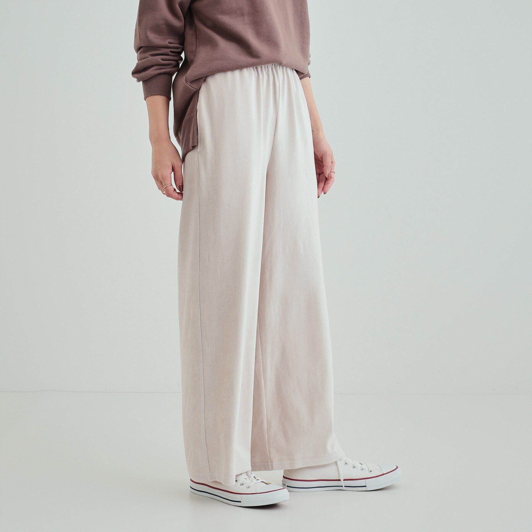 SHOO･LA･RUE「【S-LL】上品な光沢感 ベロアリブイージーパンツ」|その他|