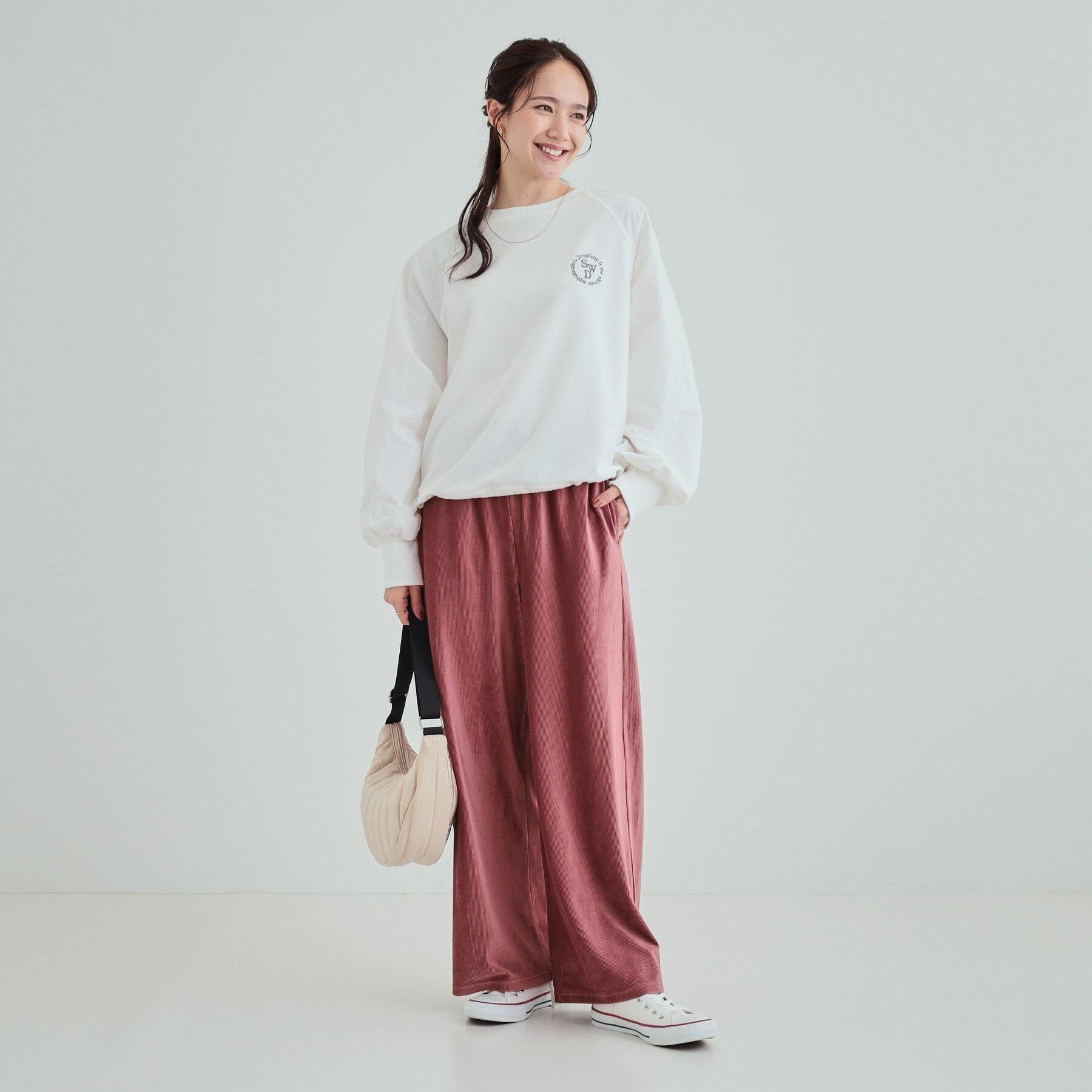 SHOO･LA･RUE「【S-LL】上品な光沢感 ベロアリブイージーパンツ」|その他|