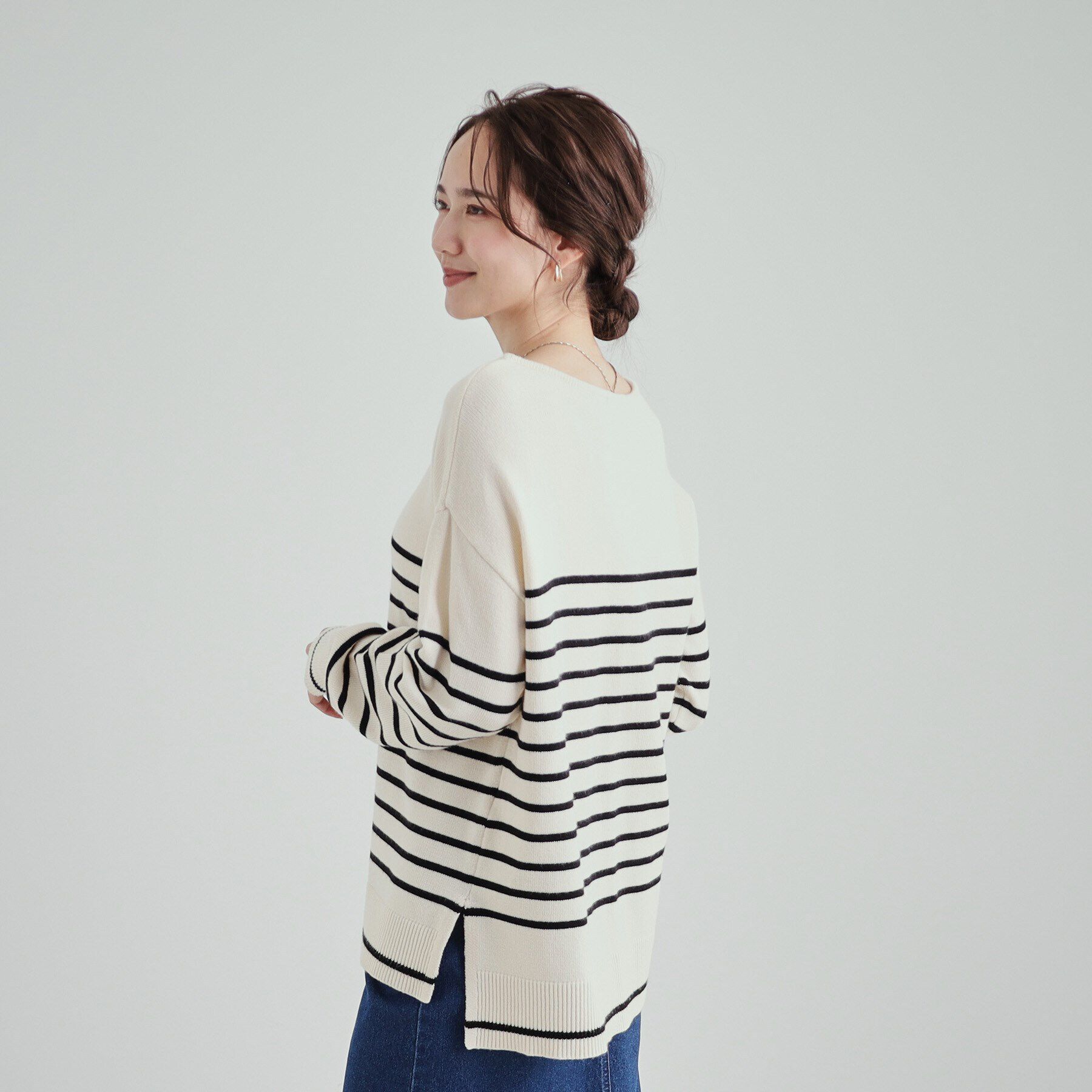 SHOO･LA･RUE「【S-LL/洗える/静電気軽減】アウトでも決まる もちもち ボートネック風ニット」|ニット・セーター|