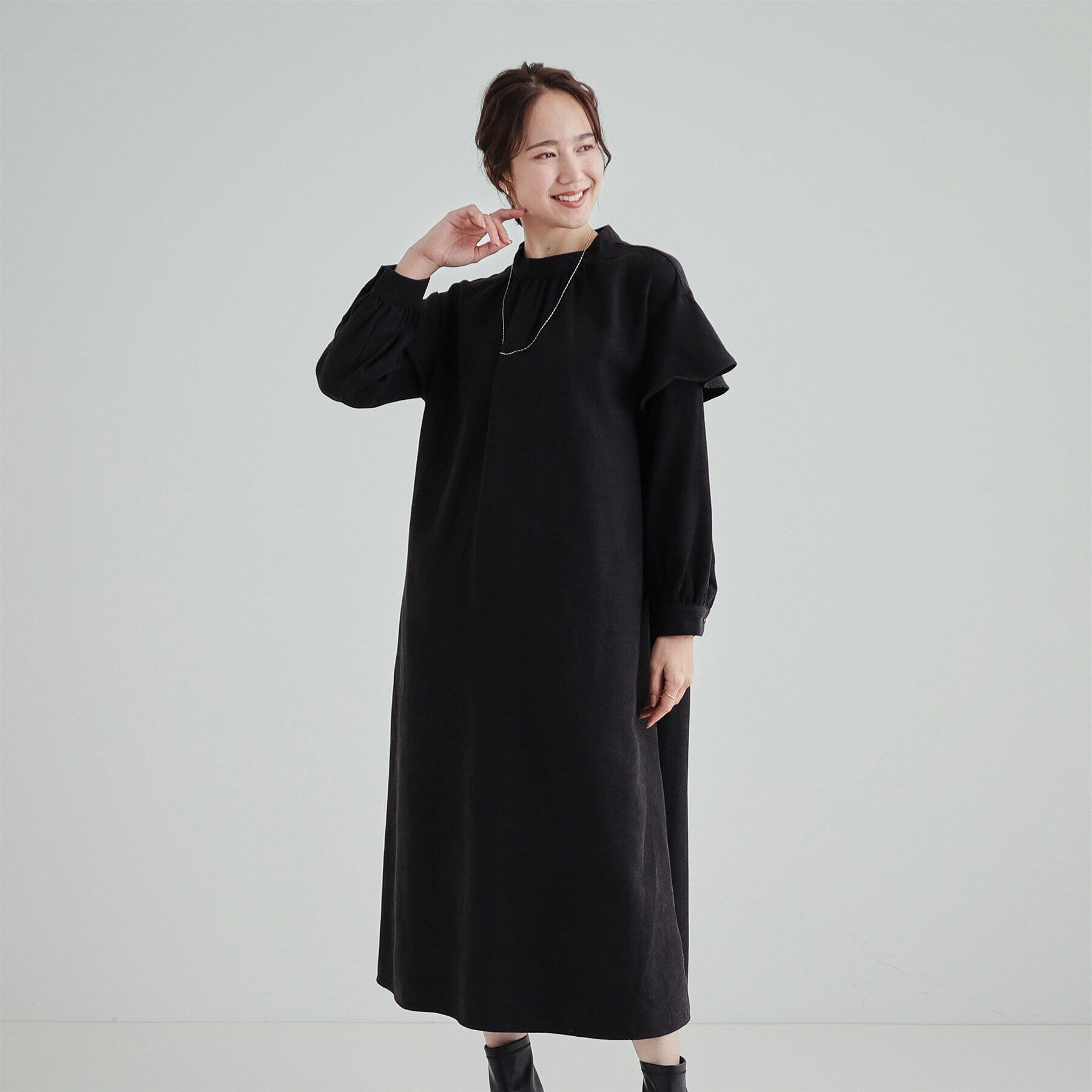 SHOO･LA･RUE「【S-LL】大人の甘めコーデに お袖フリルワンピース」|ワンピース|