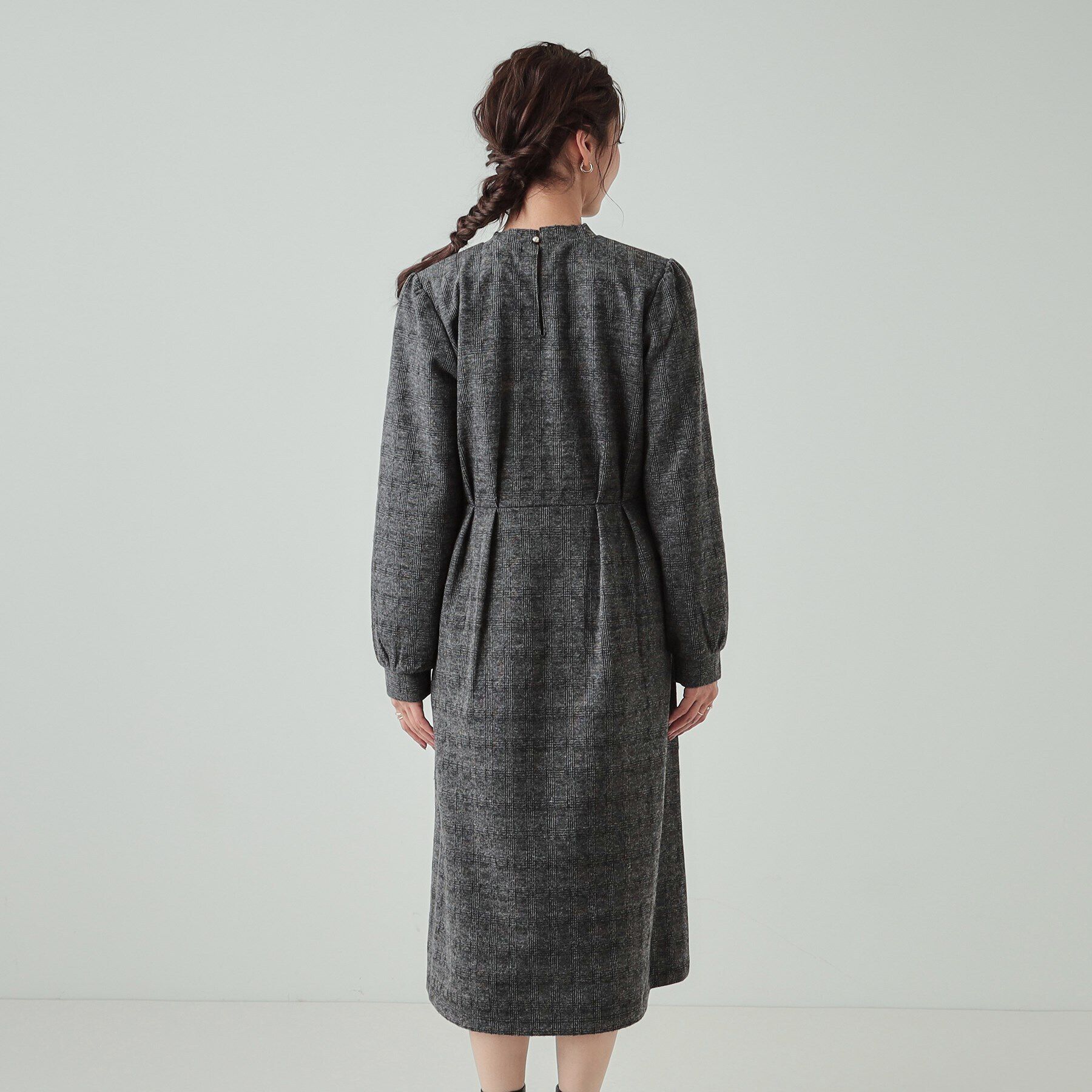 SHOO･LA･RUE「【S-LL】チェック柄 ウエストタックワンピース」|ワンピース|