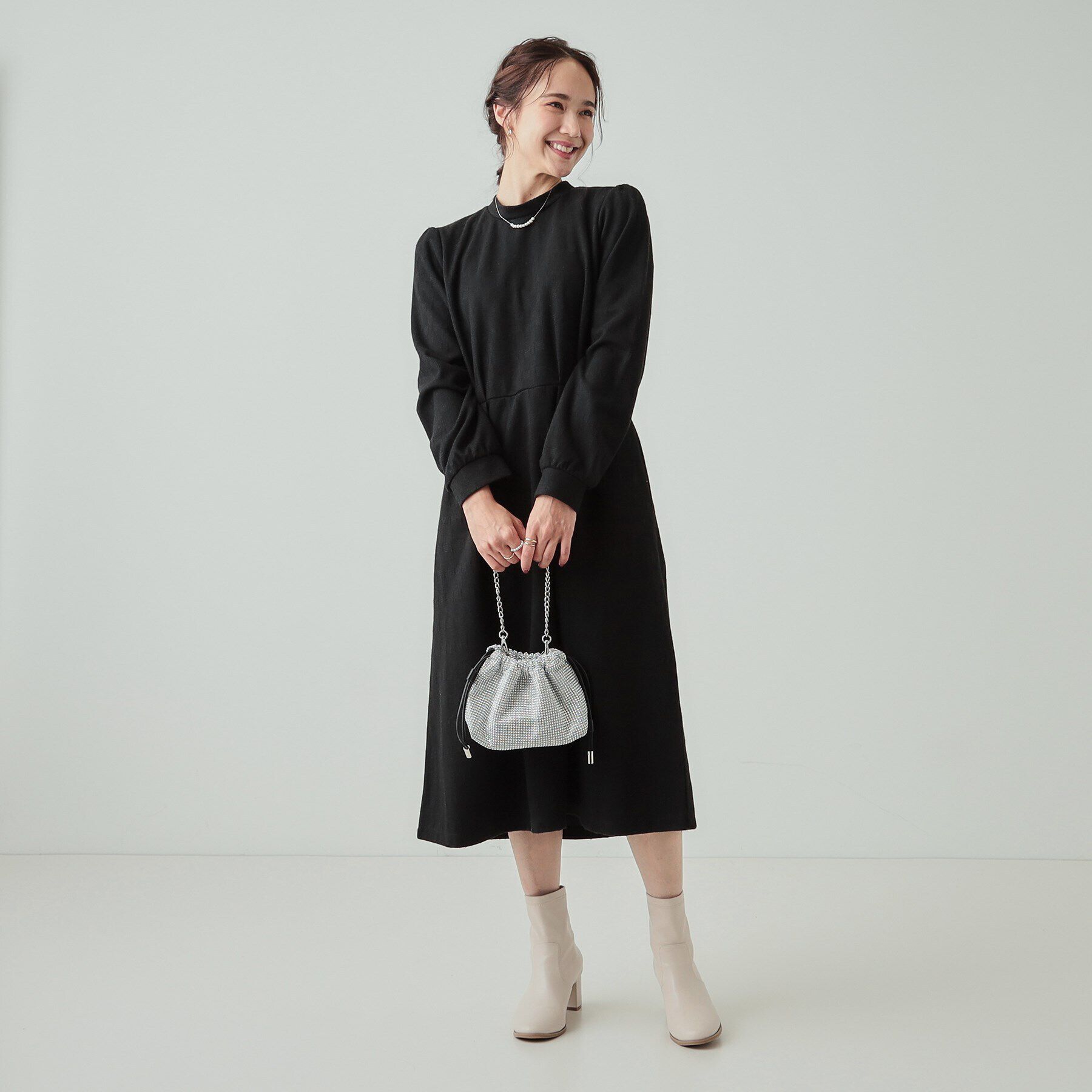 SHOO･LA･RUE「【S-LL】チェック柄 ウエストタックワンピース」|ワンピース|