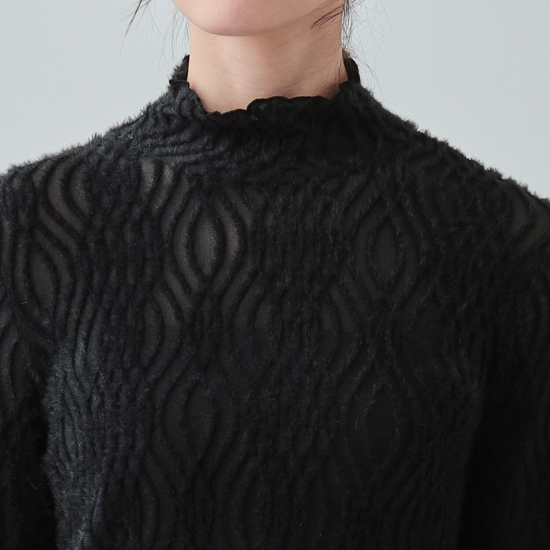 SHOO･LA･RUE「【S-LL/洗える】レイヤードコーデに ふわふわフェザー調ウェーブ柄インナー」|Tシャツ・カットソー|