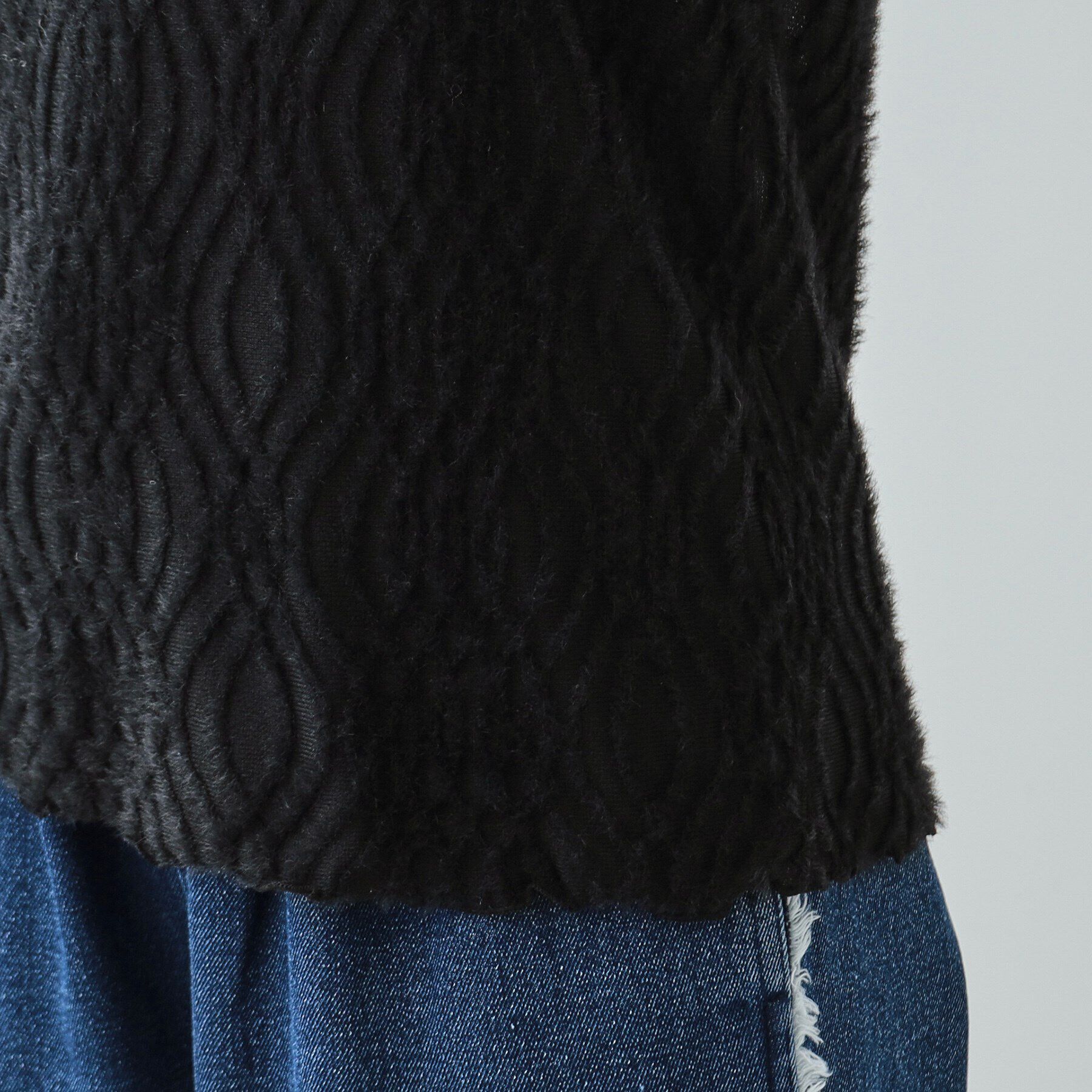 SHOO･LA･RUE「【S-LL/洗える】レイヤードコーデに ふわふわフェザー調ウェーブ柄インナー」|Tシャツ・カットソー|