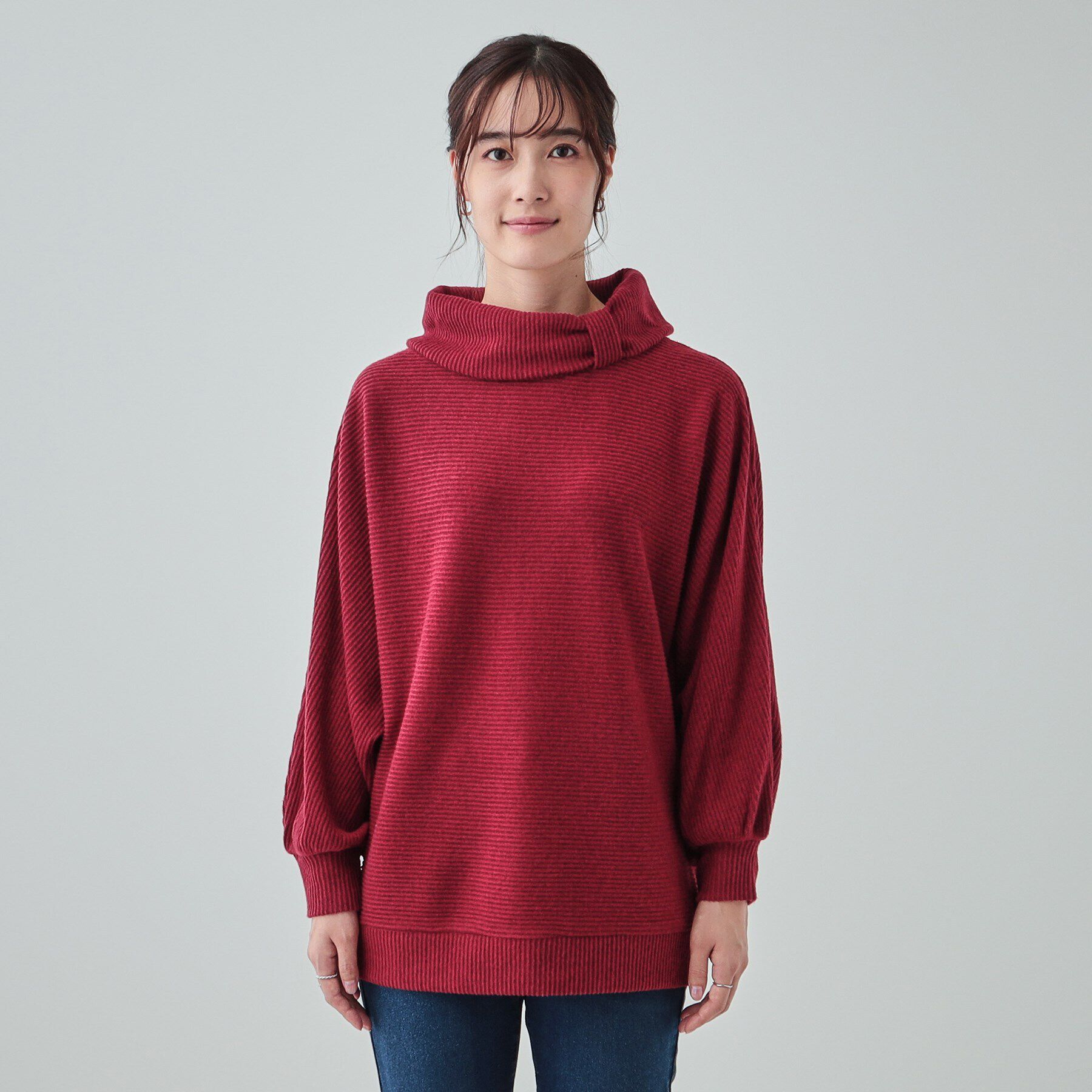 SHOO･LA･RUE「【体型カバー/インせず着られる】リボンタートル ドルマントップス」|Tシャツ・カットソー|