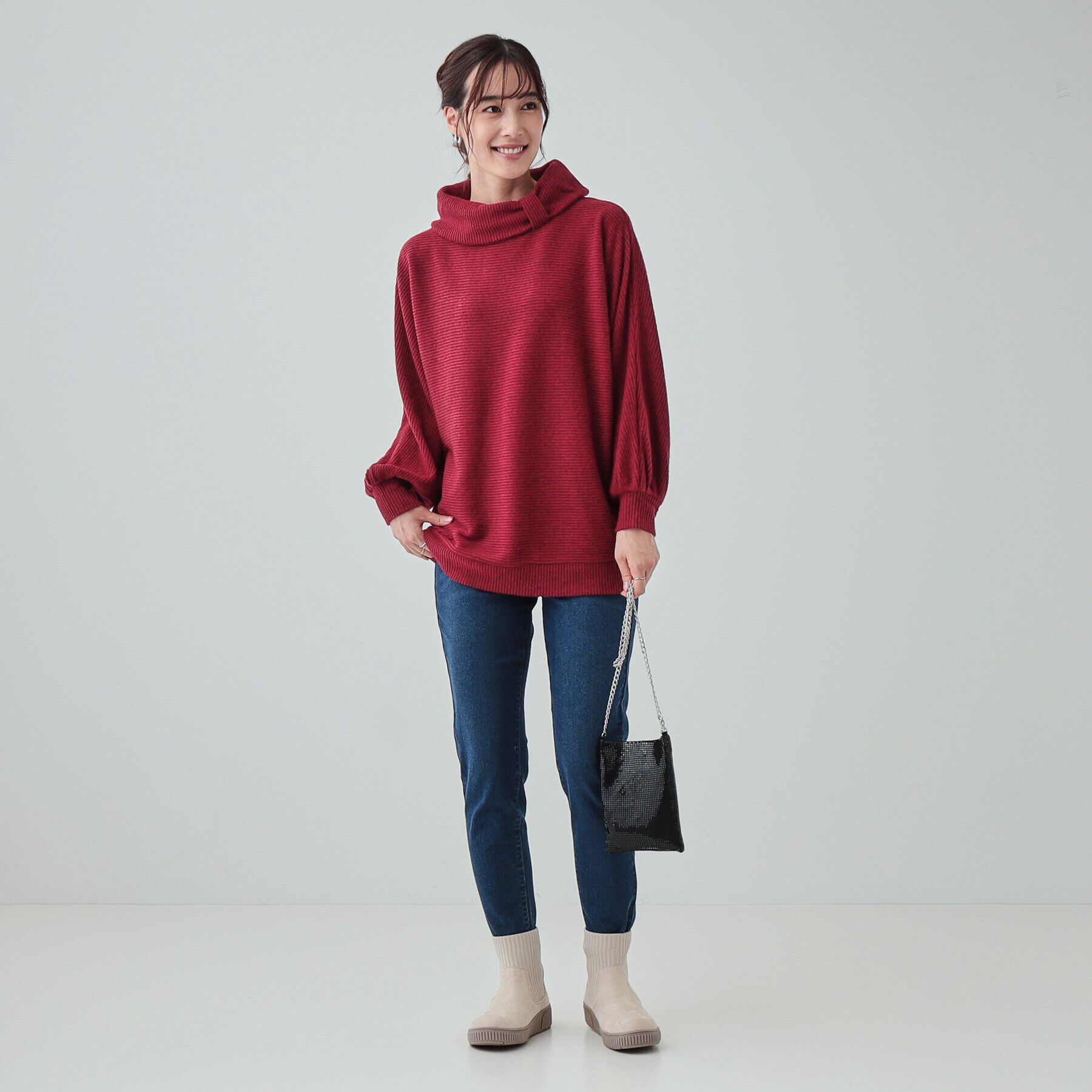 SHOO･LA･RUE「【体型カバー/インせず着られる】リボンタートル ドルマントップス」|Tシャツ・カットソー|