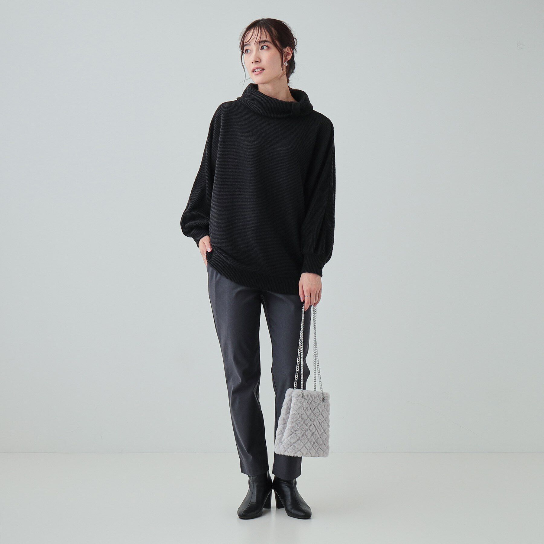 SHOO･LA･RUE「【体型カバー/インせず着られる】リボンタートル ドルマントップス」|Tシャツ・カットソー|