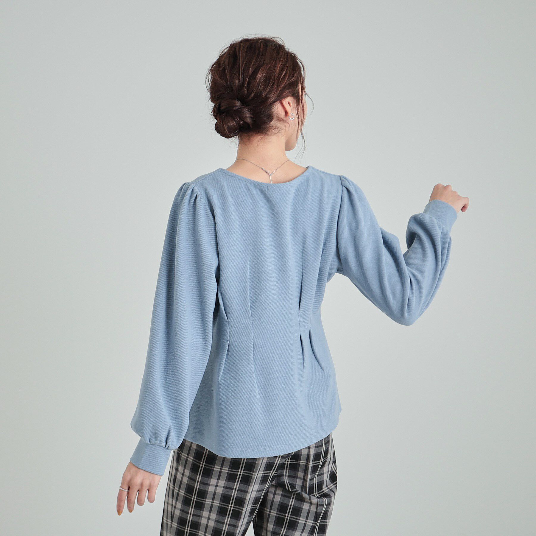 SHOO･LA･RUE「ウエストタックで綺麗にくびれる 起毛ペプラムトップス」|Tシャツ・カットソー|