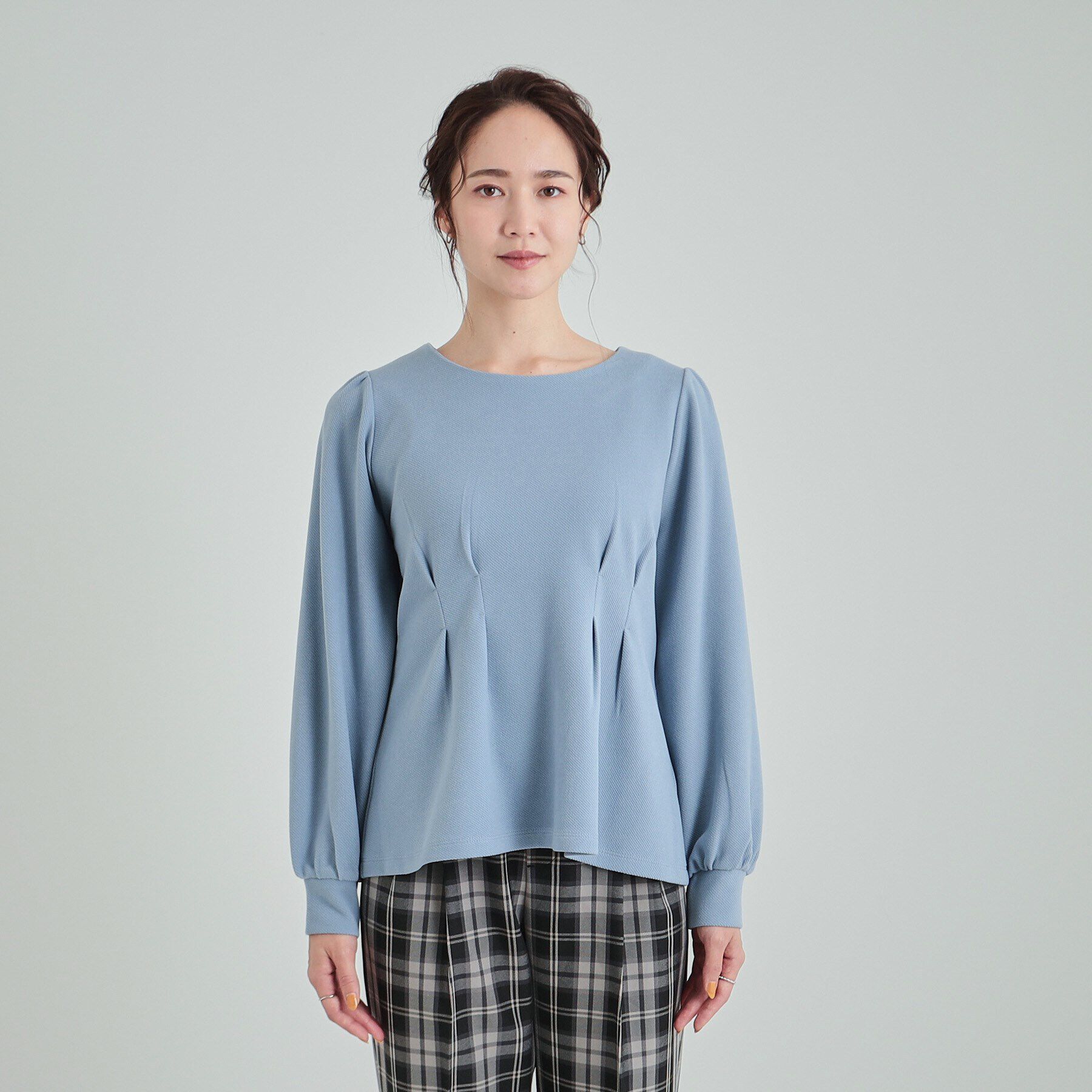 SHOO･LA･RUE「ウエストタックで綺麗にくびれる 起毛ペプラムトップス」|Tシャツ・カットソー|