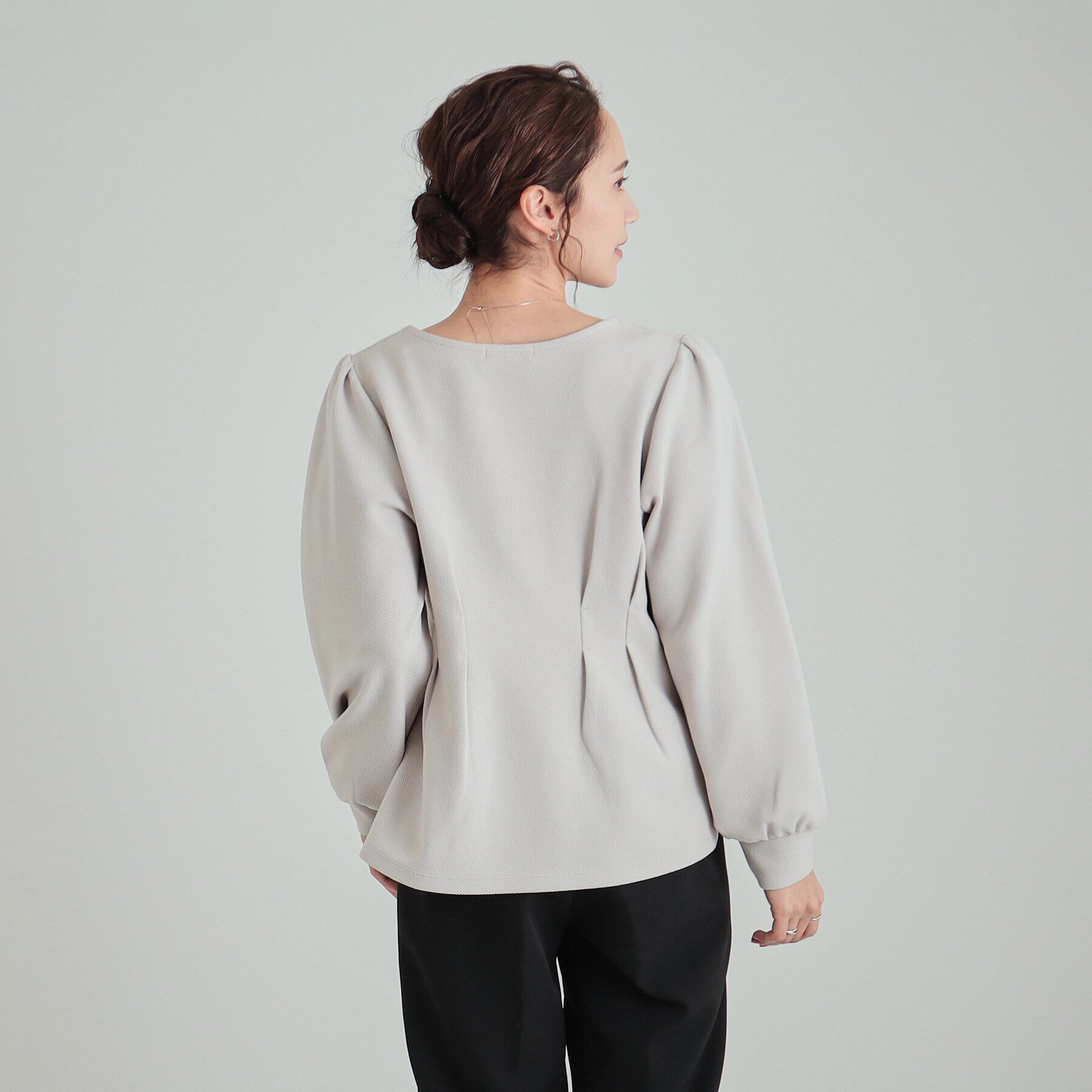 SHOO･LA･RUE「ウエストタックで綺麗にくびれる 起毛ペプラムトップス」|Tシャツ・カットソー|