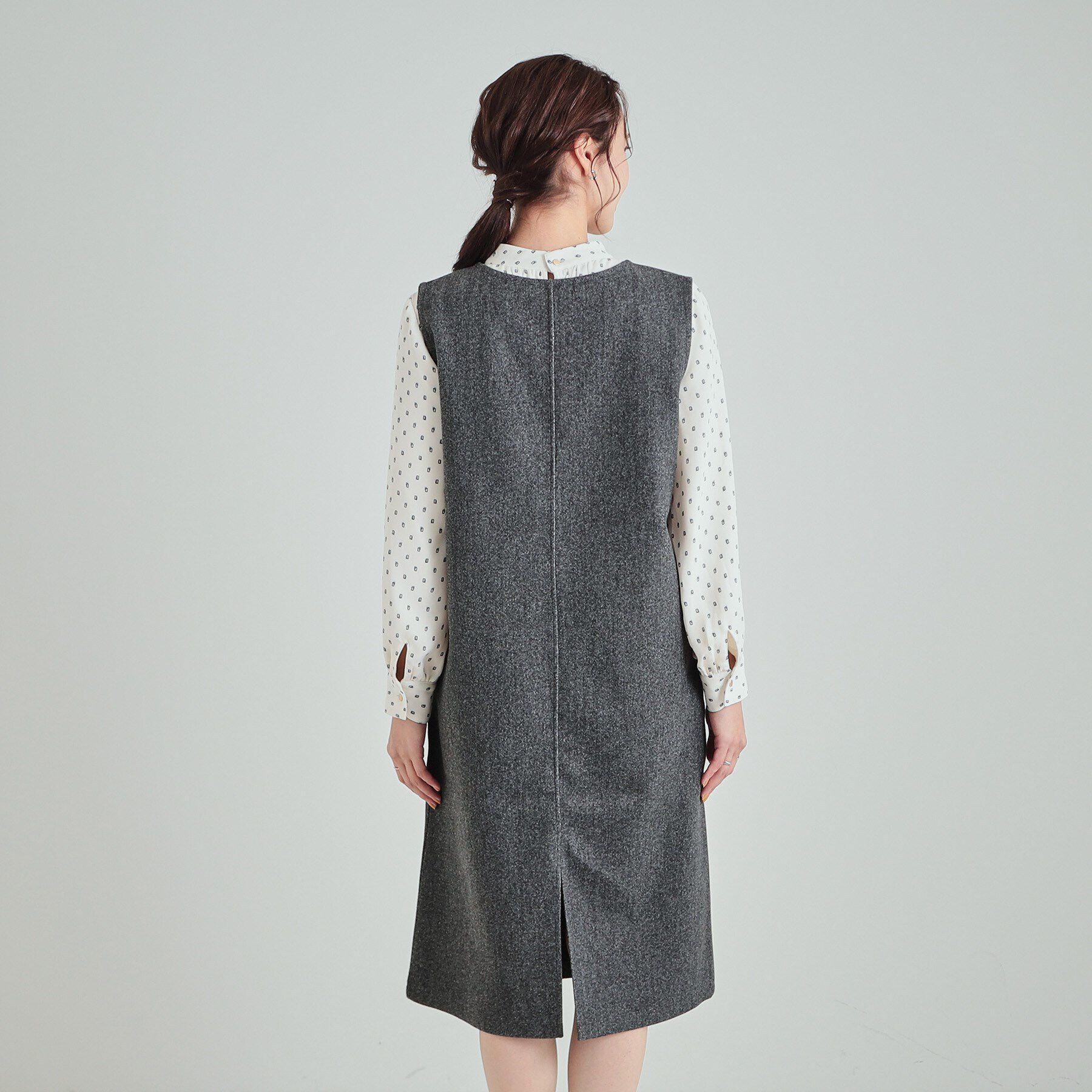 SHOO･LA･RUE「大人上品な ウール調Vネックジャンドレ」|ワンピース|