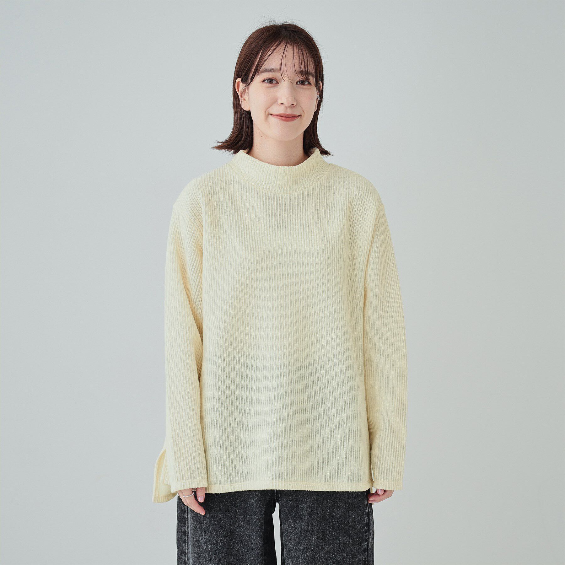 SHOO･LA･RUE「【あったか/S-LL/洗濯機可】裏起毛であったか畦編みハイネックトップス」|Tシャツ・カットソー|