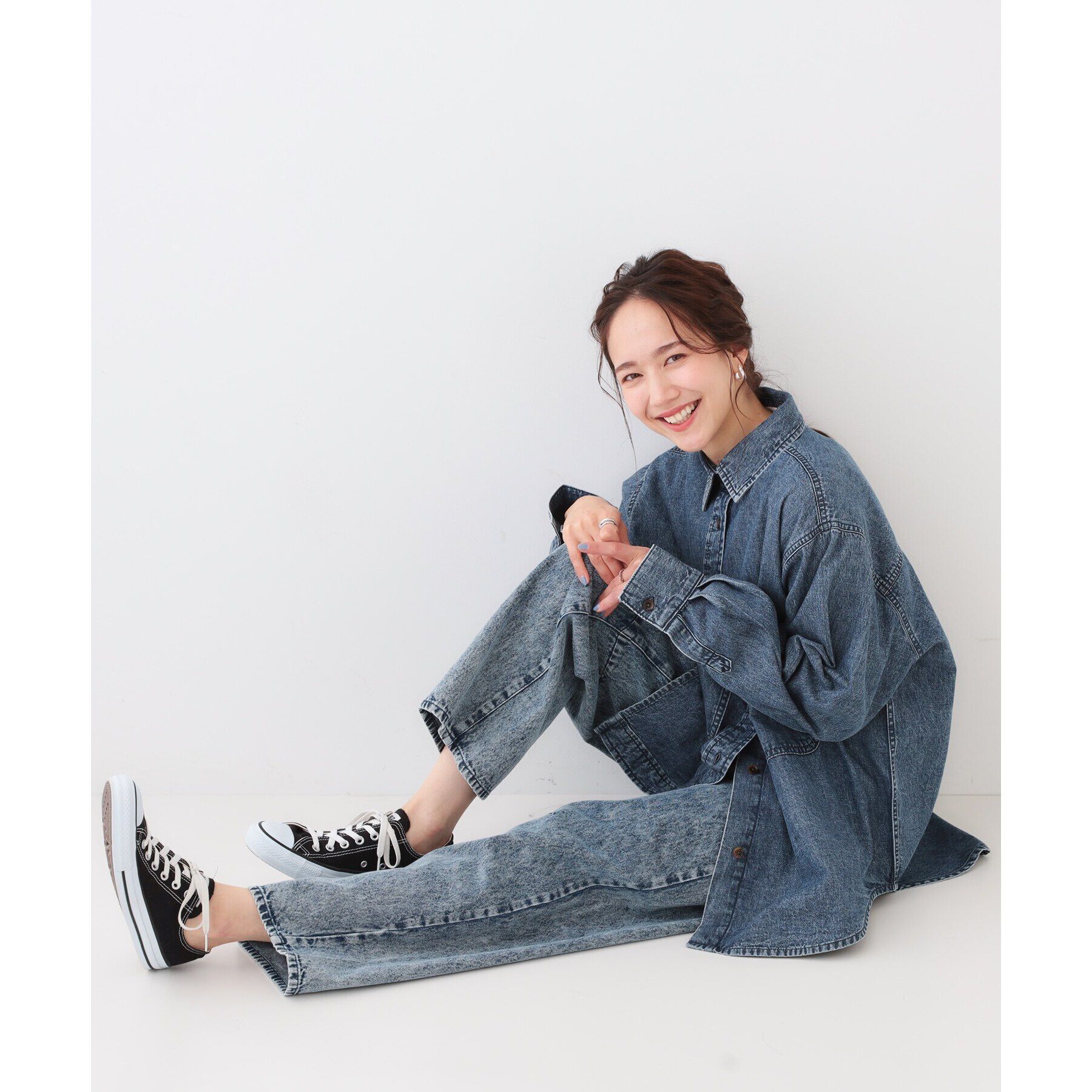 SHOO･LA･RUE「【S-LL】ケミカルウォッシュ カーブデニムパンツ」|その他|