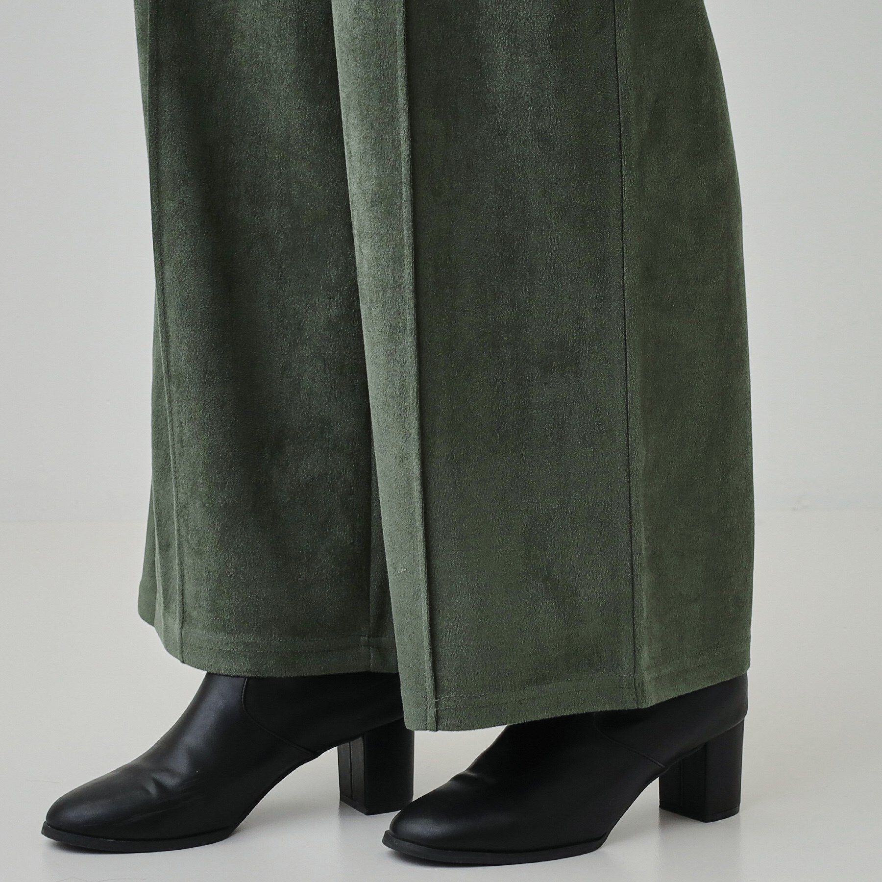 SHOO･LA･RUE「【S-LL】脚をすっきりきれいに魅せる スエード調 ピンタックワイドパンツ」|その他|