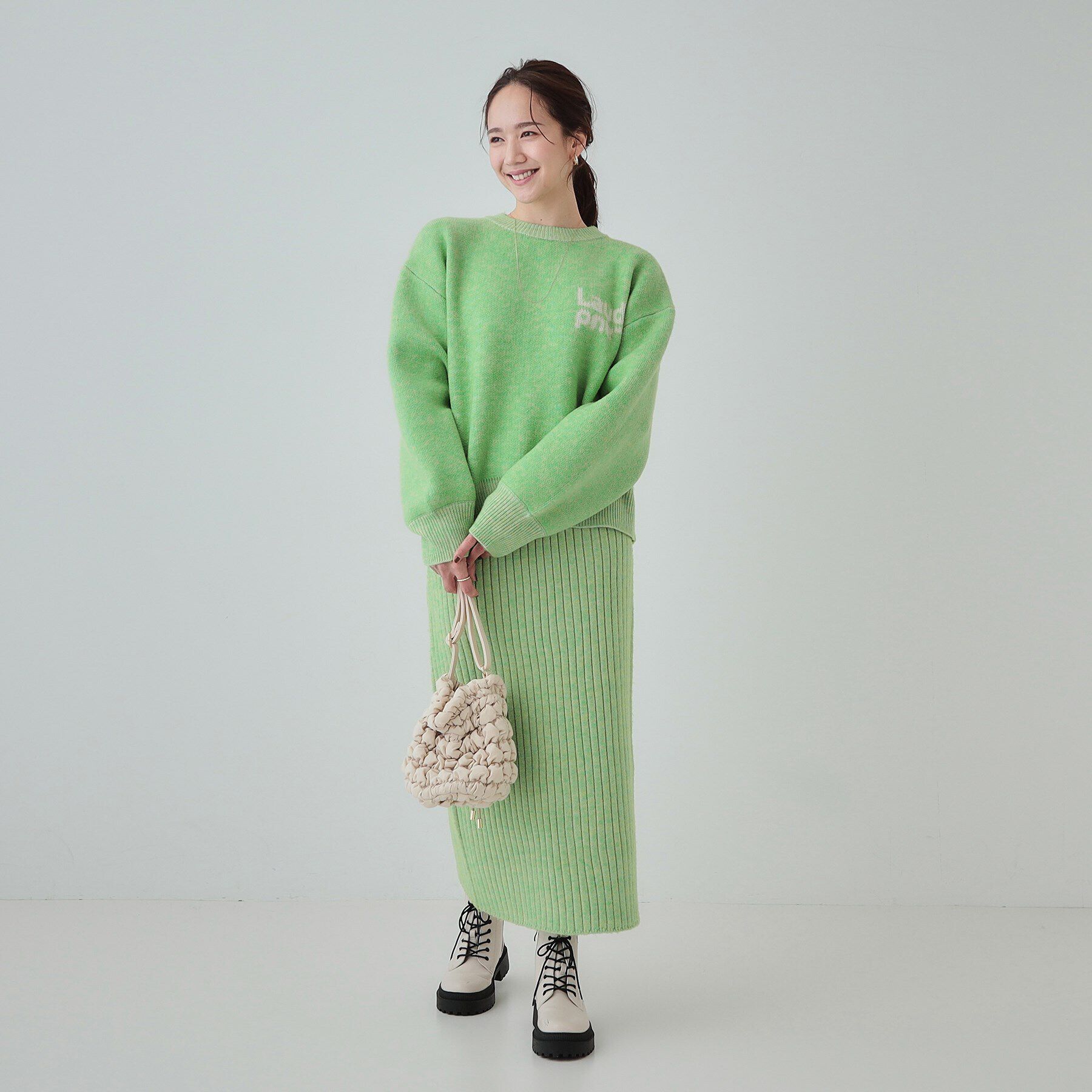 SHOO･LA･RUE「【セットアップ可】もちもちミックスヤーンロゴニット」|ニット・セーター|