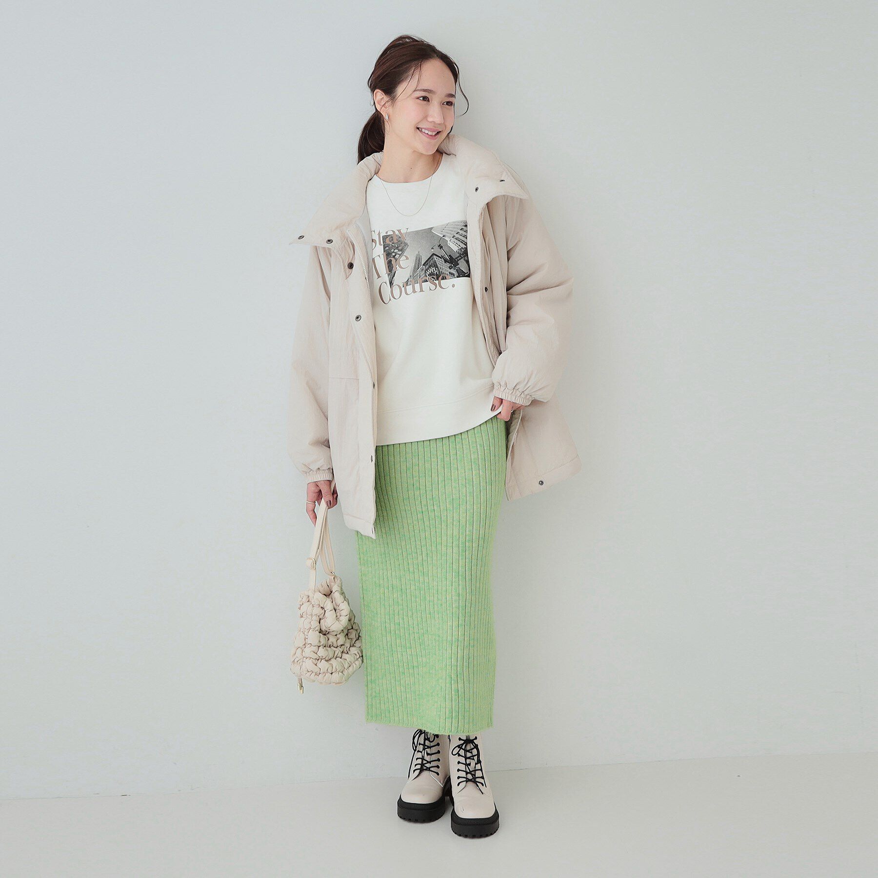 SHOO･LA･RUE「【セットアップ可】リブ編みの縦ラインですっきり見え ニットナロースカート」|スカート|