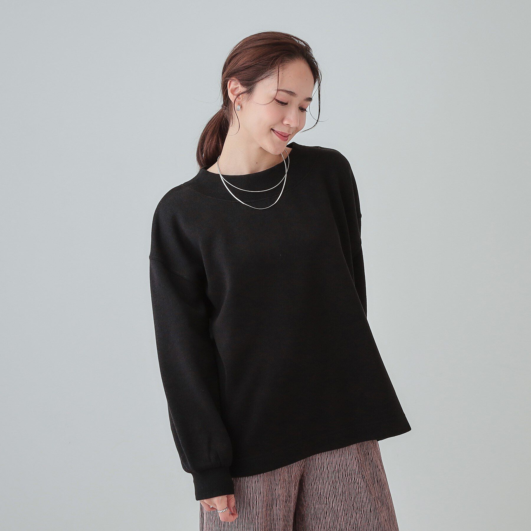 SHOO･LA･RUE「【S-LL】大人カジュアルに オフネックニットソー」|Tシャツ・カットソー|