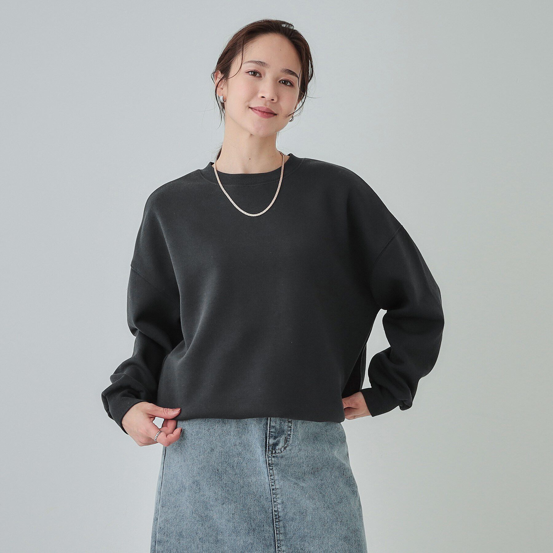 SHOO･LA･RUE「【S-LL】あったか裏毛 裾ドロストスウェット」|Tシャツ・カットソー|