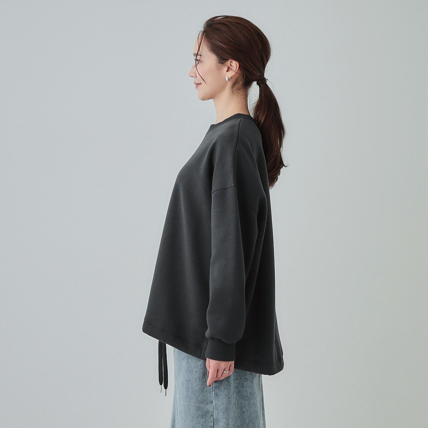 SHOO･LA･RUE「【S-LL】あったか裏毛 裾ドロストスウェット」|Tシャツ・カットソー|