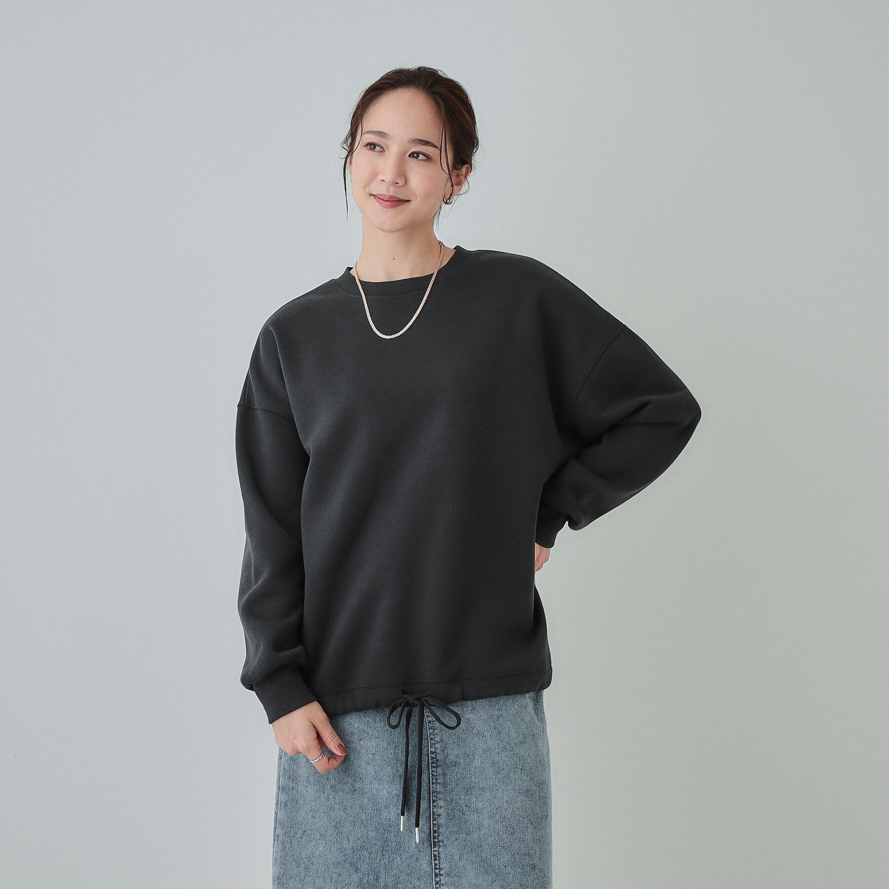 SHOO･LA･RUE「【S-LL】あったか裏毛 裾ドロストスウェット」|Tシャツ・カットソー|