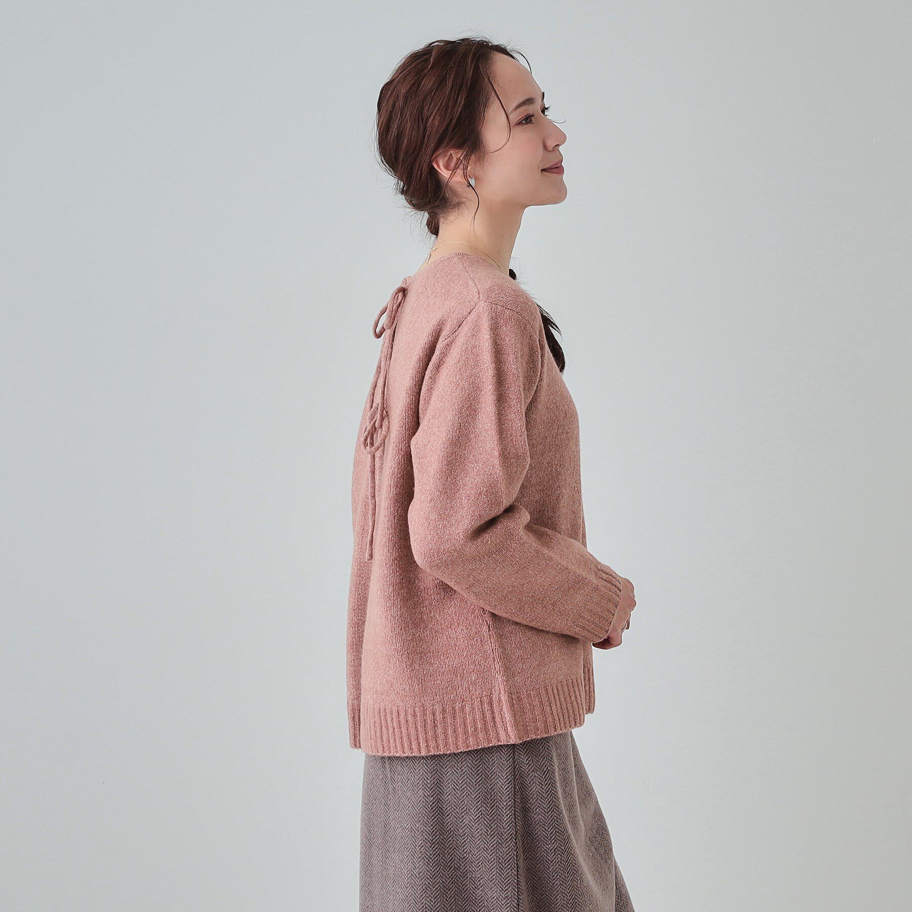 SHOO･LA･RUE「【S-LL/前後2WAY】カジュアルでもフェミニンでも バックリボンニット+ロンT」|ニット・セーター|