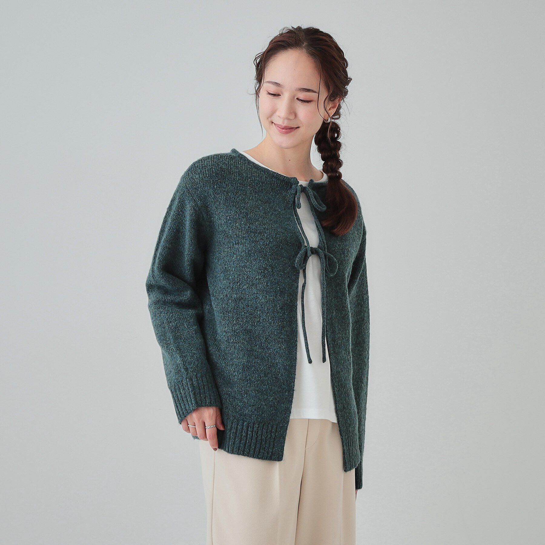 SHOO･LA･RUE「【S-LL/前後2WAY】カジュアルでもフェミニンでも バックリボンニット+ロンT」|ニット・セーター|