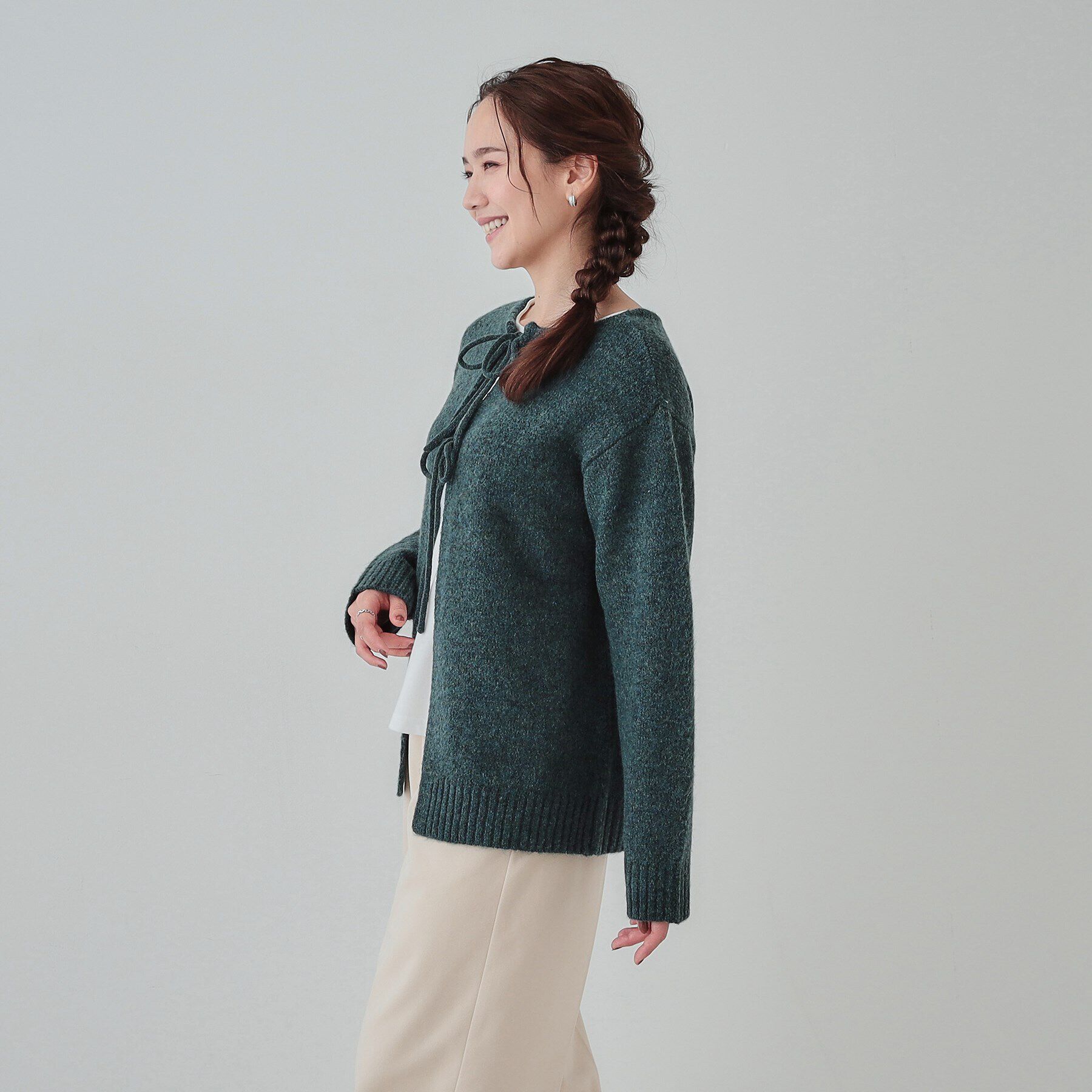 SHOO･LA･RUE「【S-LL/前後2WAY】カジュアルでもフェミニンでも バックリボンニット+ロンT」|ニット・セーター|