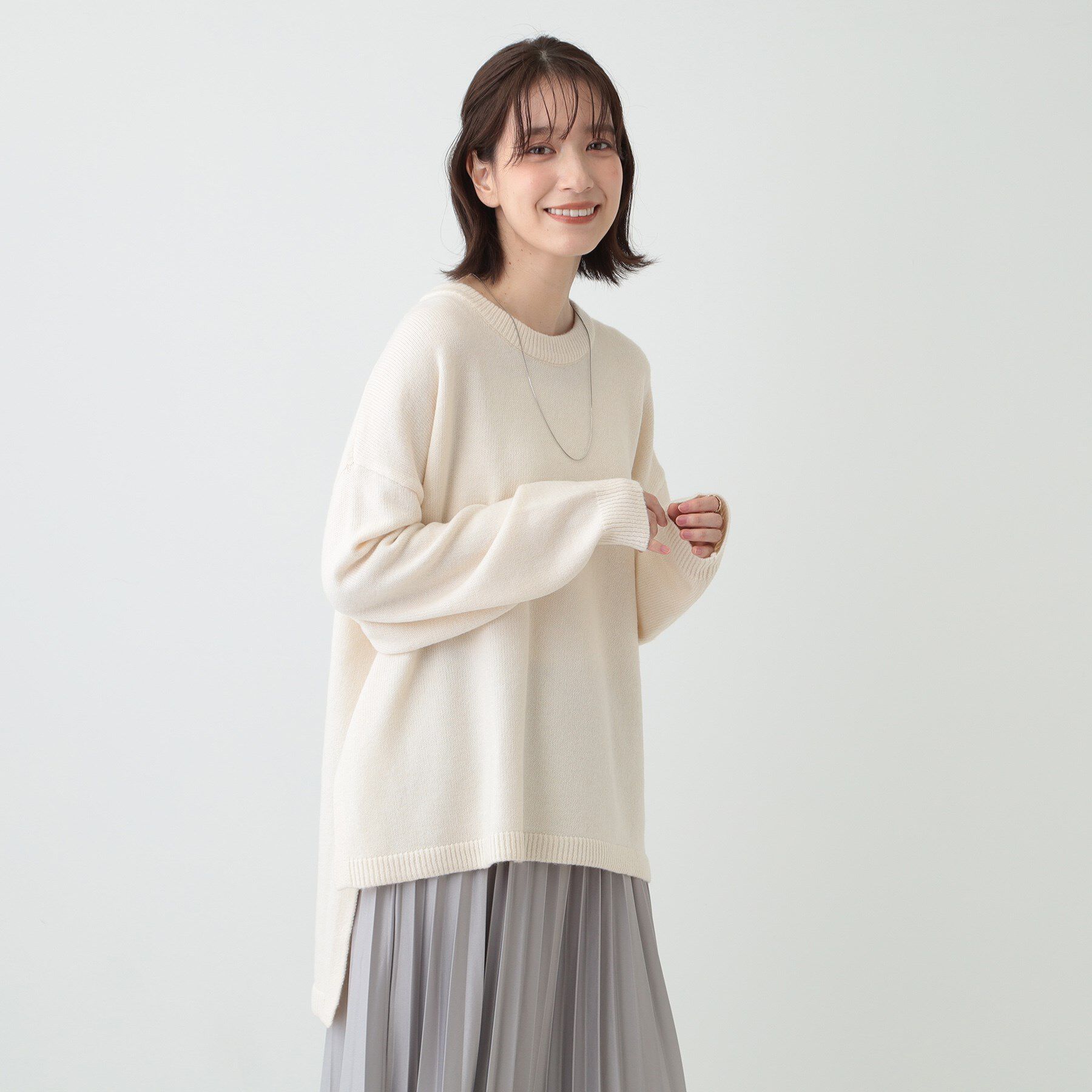 SHOO･LA･RUE「【S-LL/体型カバー】軽くてふわふわ お尻が隠れるワイドシルエットニット」|ニット・セーター|