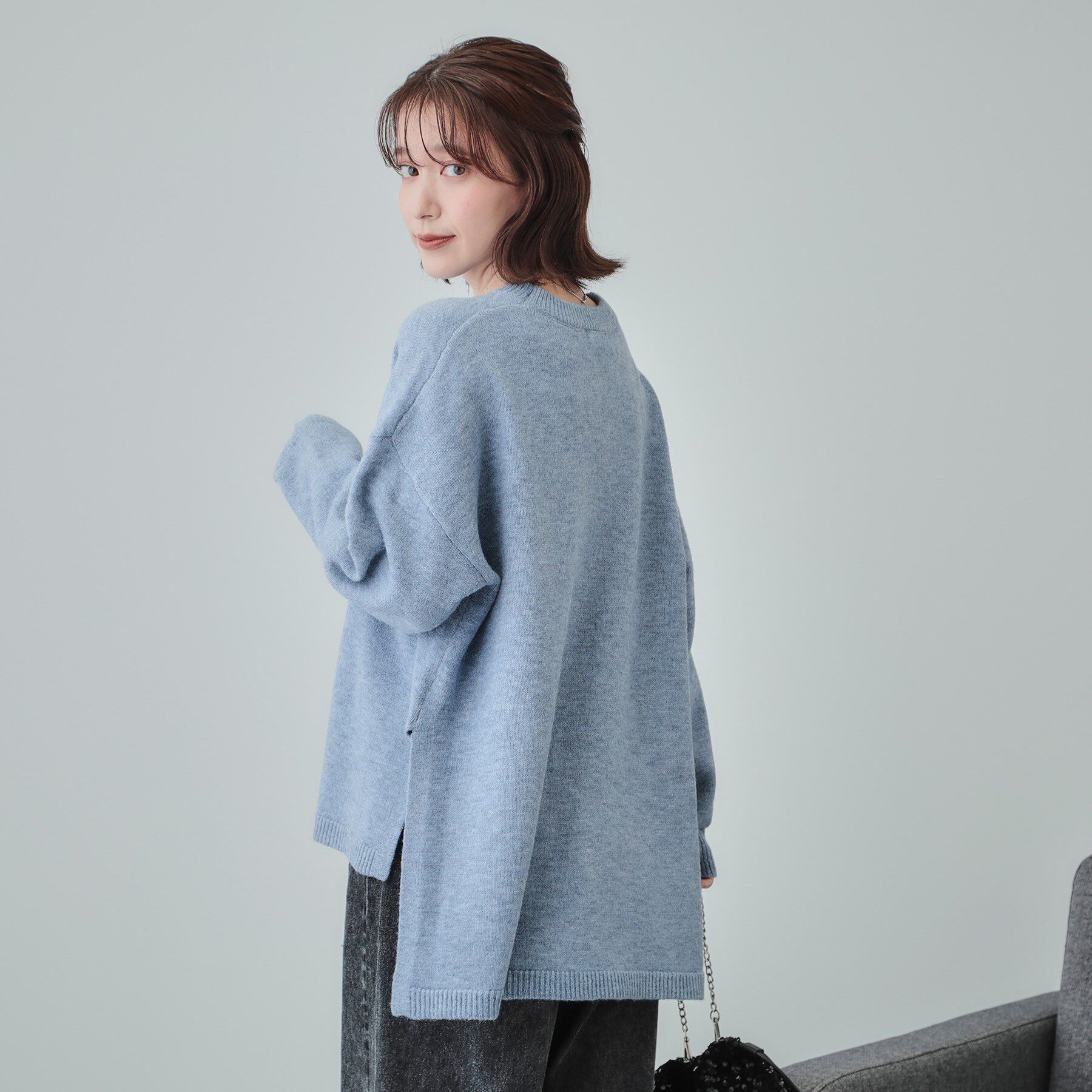 SHOO･LA･RUE「【S-LL/体型カバー】軽くてふわふわ お尻が隠れるワイドシルエットニット」|ニット・セーター|