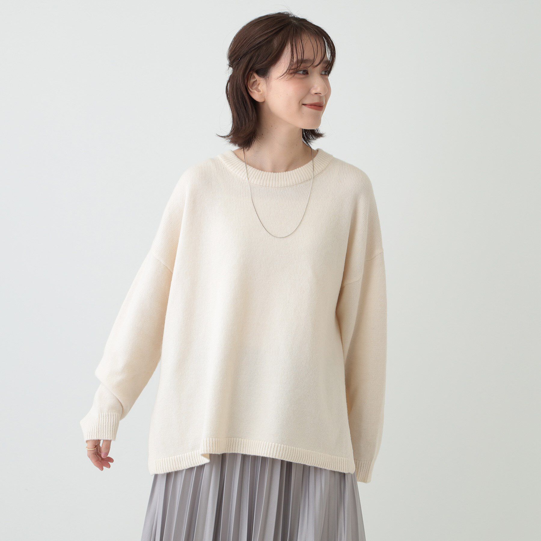 SHOO･LA･RUE「【S-LL/体型カバー】軽くてふわふわ お尻が隠れるワイドシルエットニット」|ニット・セーター|