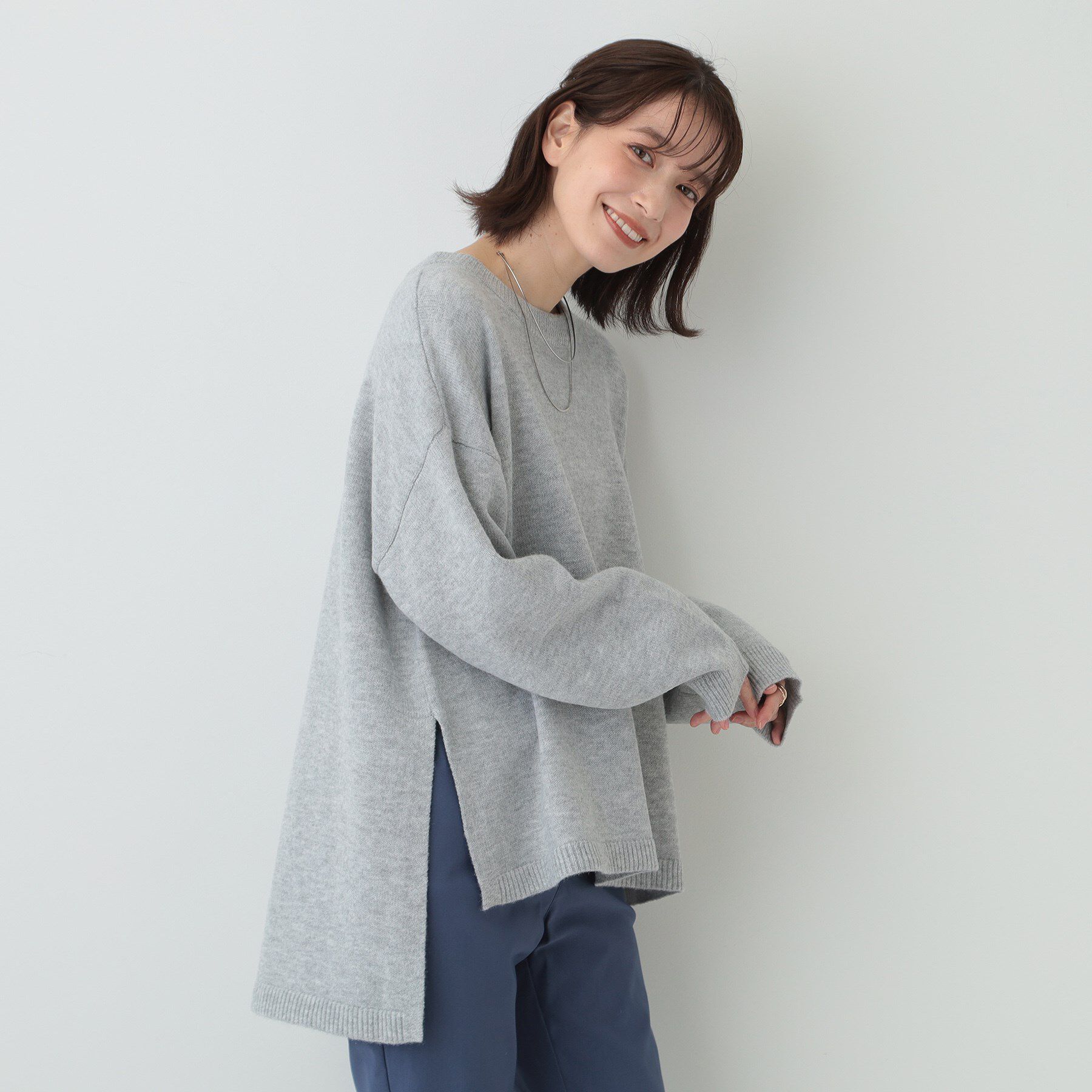 SHOO･LA･RUE「【S-LL/体型カバー】軽くてふわふわ お尻が隠れるワイドシルエットニット」|ニット・セーター|