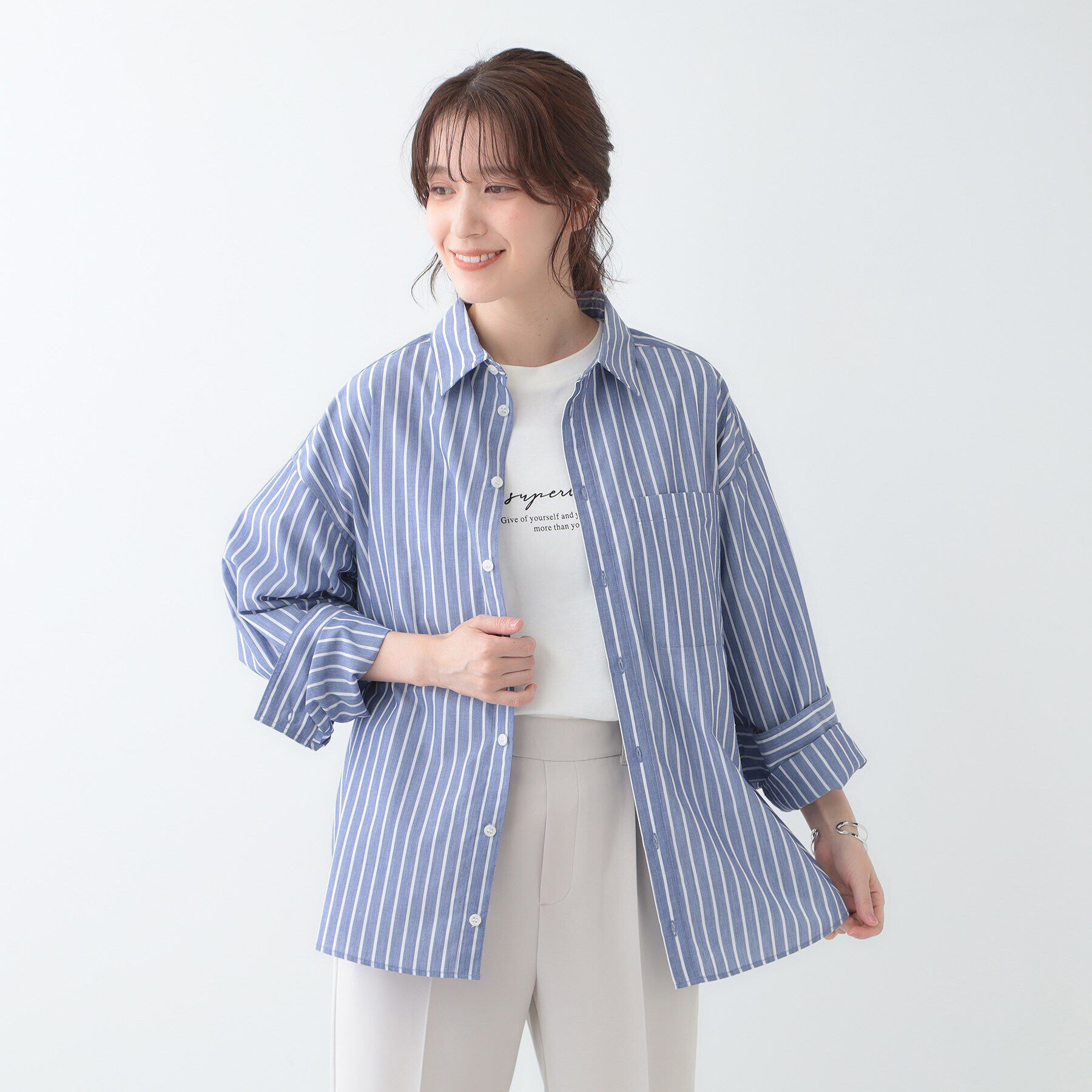 SHOO･LA･RUE「【洗える/S-LL】シーズン問わず合わせやすい ベーシックカラーシャツ」|シャツ・ブラウス|