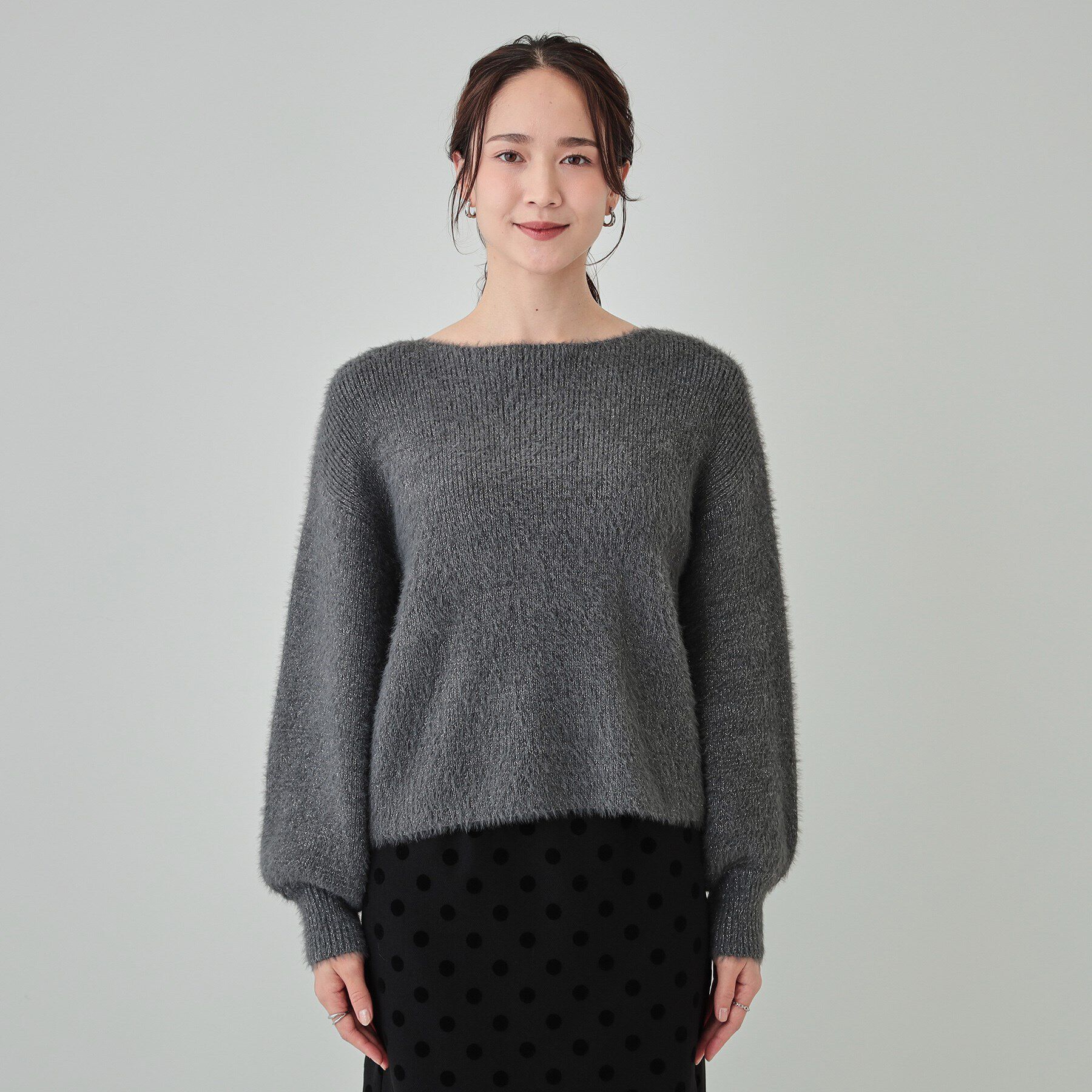 SHOO･LA･RUE「【S-LL】大人上品な ラメフェザー ボートネックニット」|ニット・セーター|