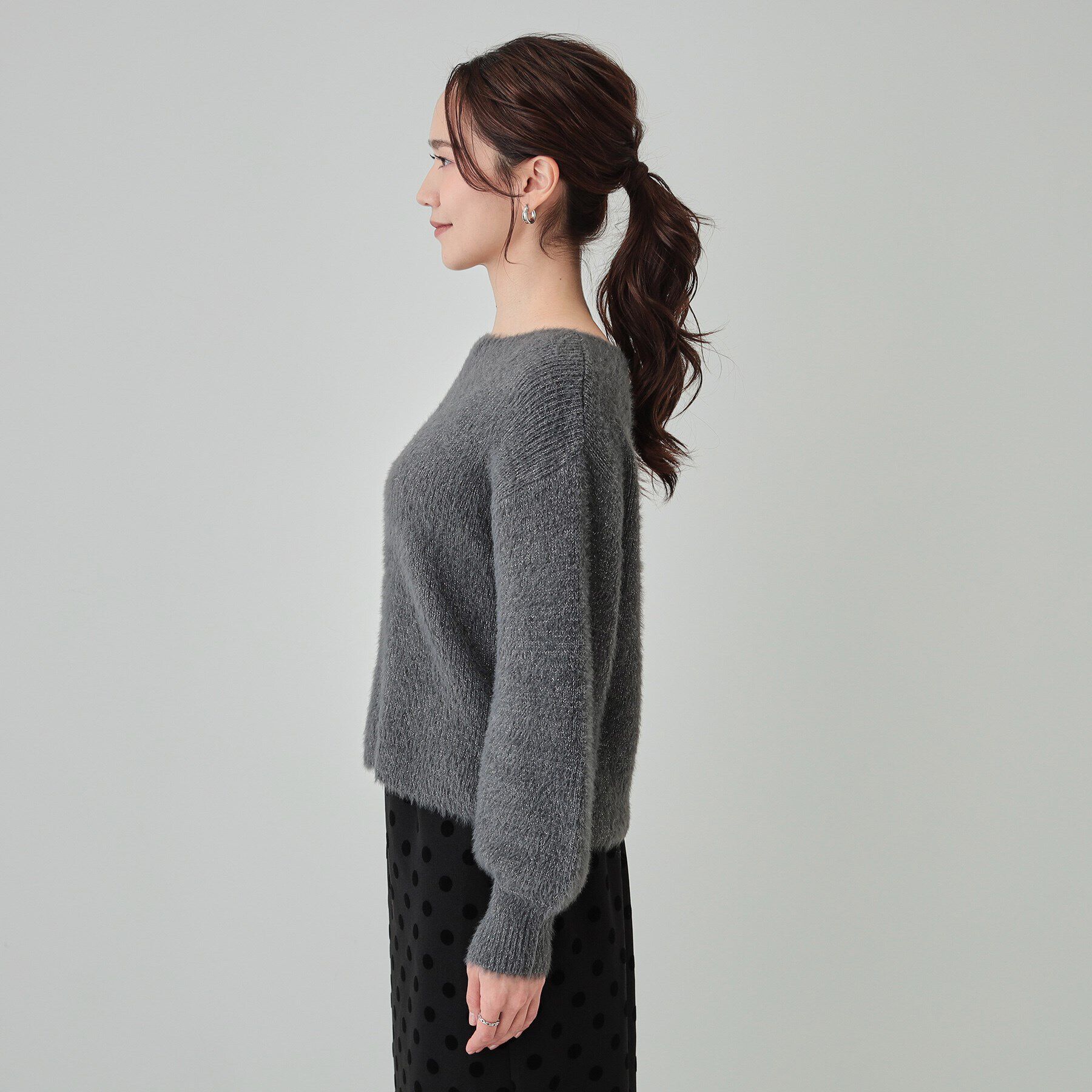 SHOO･LA･RUE「【S-LL】大人上品な ラメフェザー ボートネックニット」|ニット・セーター|