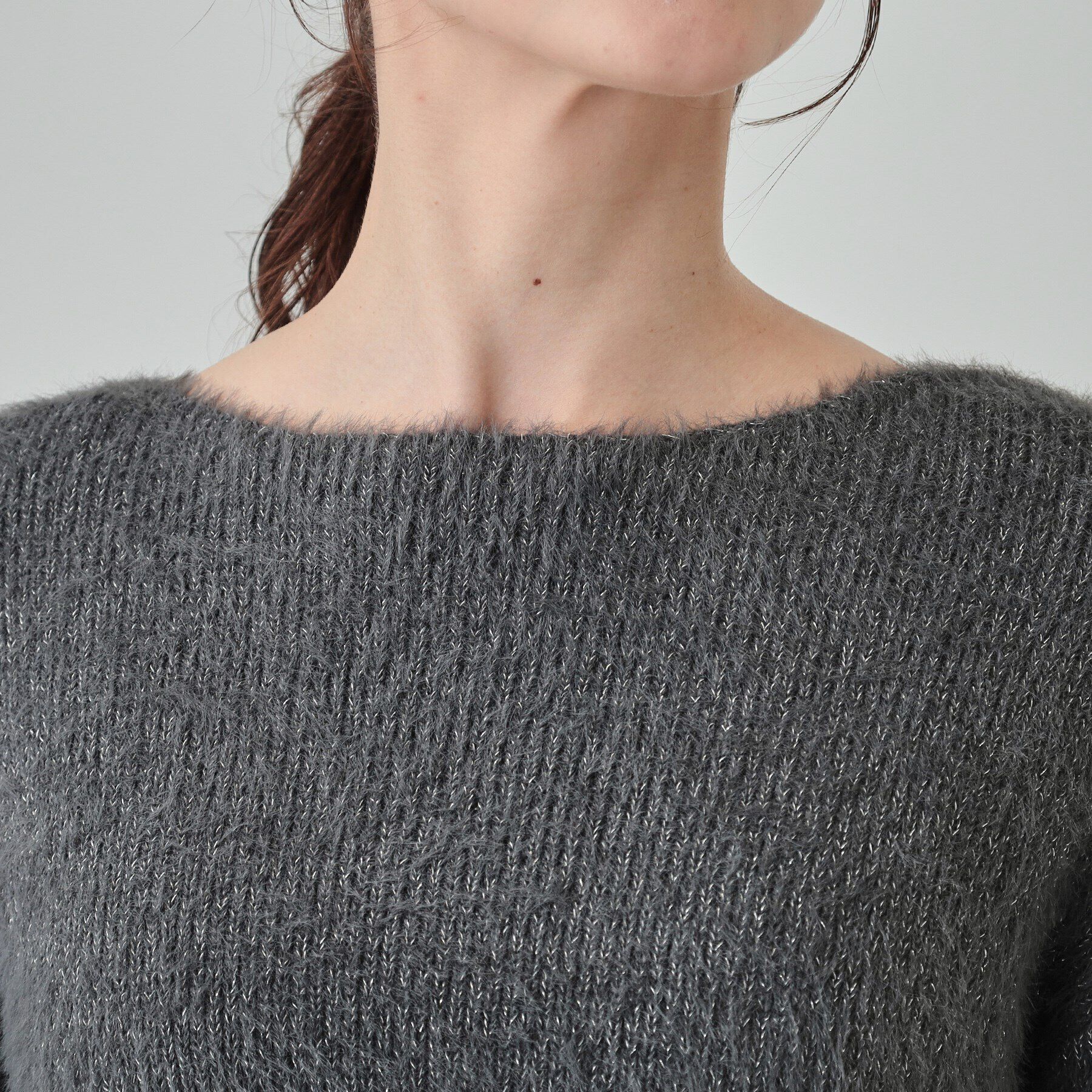 SHOO･LA･RUE「【S-LL】大人上品な ラメフェザー ボートネックニット」|ニット・セーター|