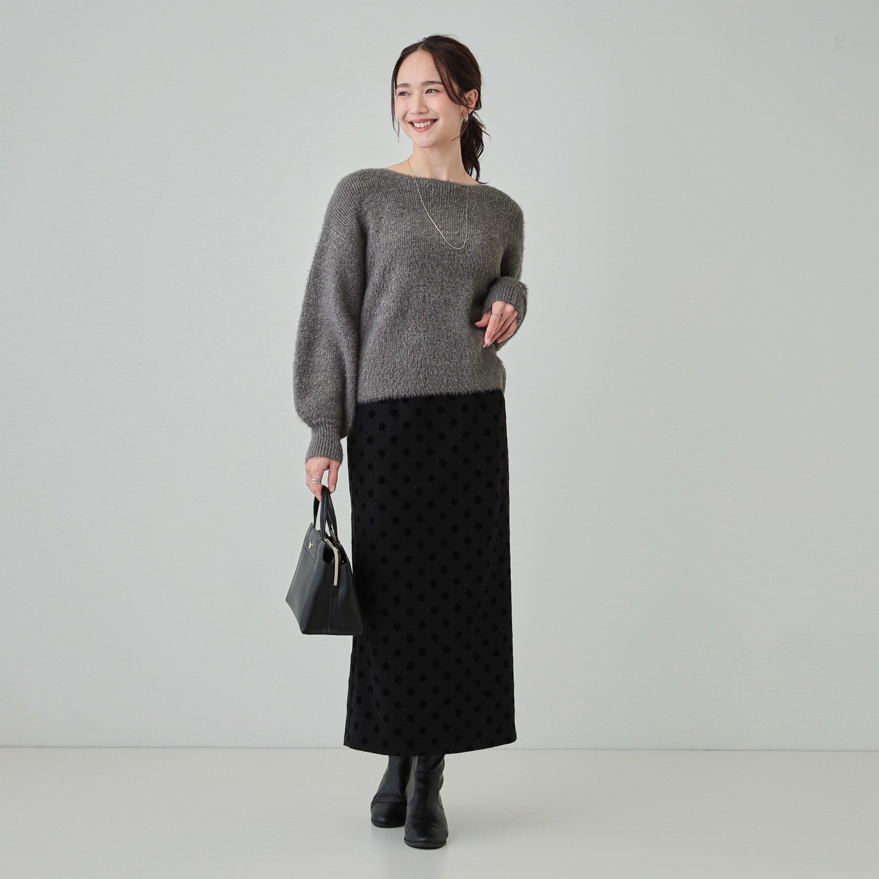 SHOO･LA･RUE「【S-LL】大人上品な ラメフェザー ボートネックニット」|ニット・セーター|