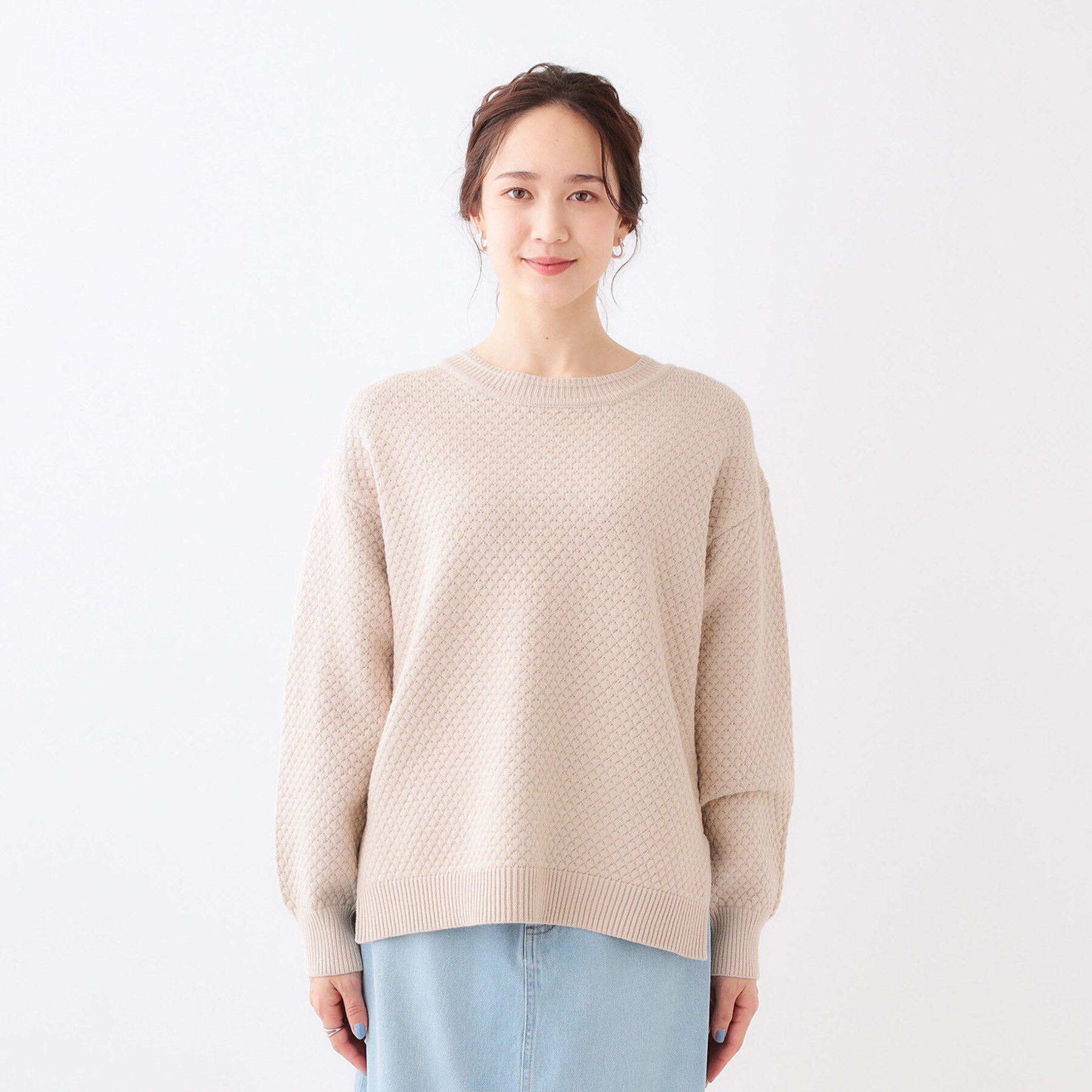 SHOO･LA･RUE「【高レビュー/洗える/S-LL】ポコポコの表面感が魅力 ラーベン柄ニット」|ニット・セーター|