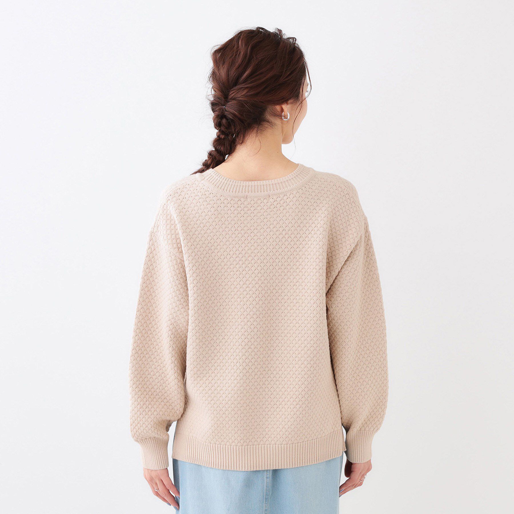 SHOO･LA･RUE「【高レビュー/洗える/S-LL】ポコポコの表面感が魅力 ラーベン柄ニット」|ニット・セーター|