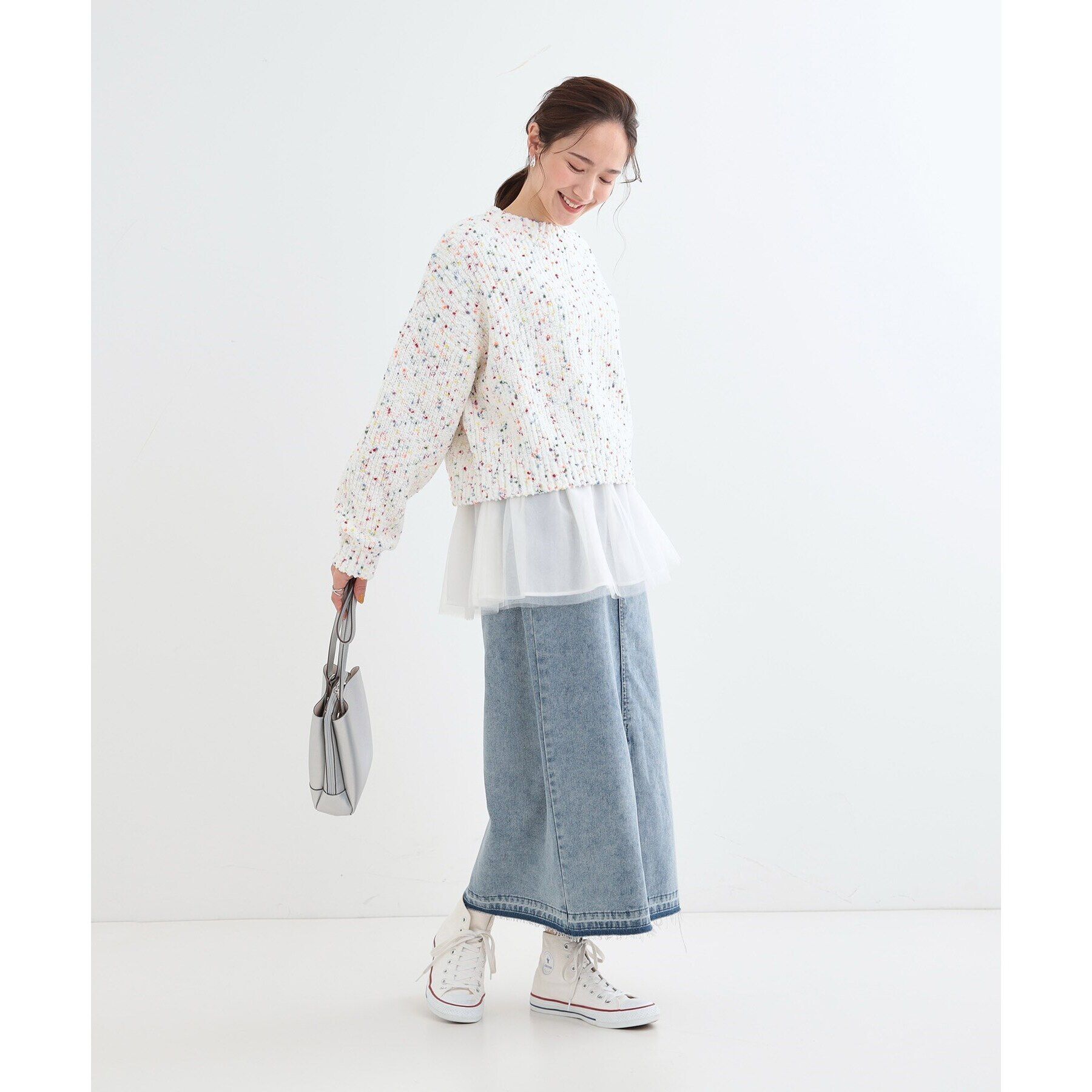 SHOO･LA･RUE「【S-LL/体型カバー】いつものコーデにプラスワン　裾チュールインナー」|Tシャツ・カットソー|