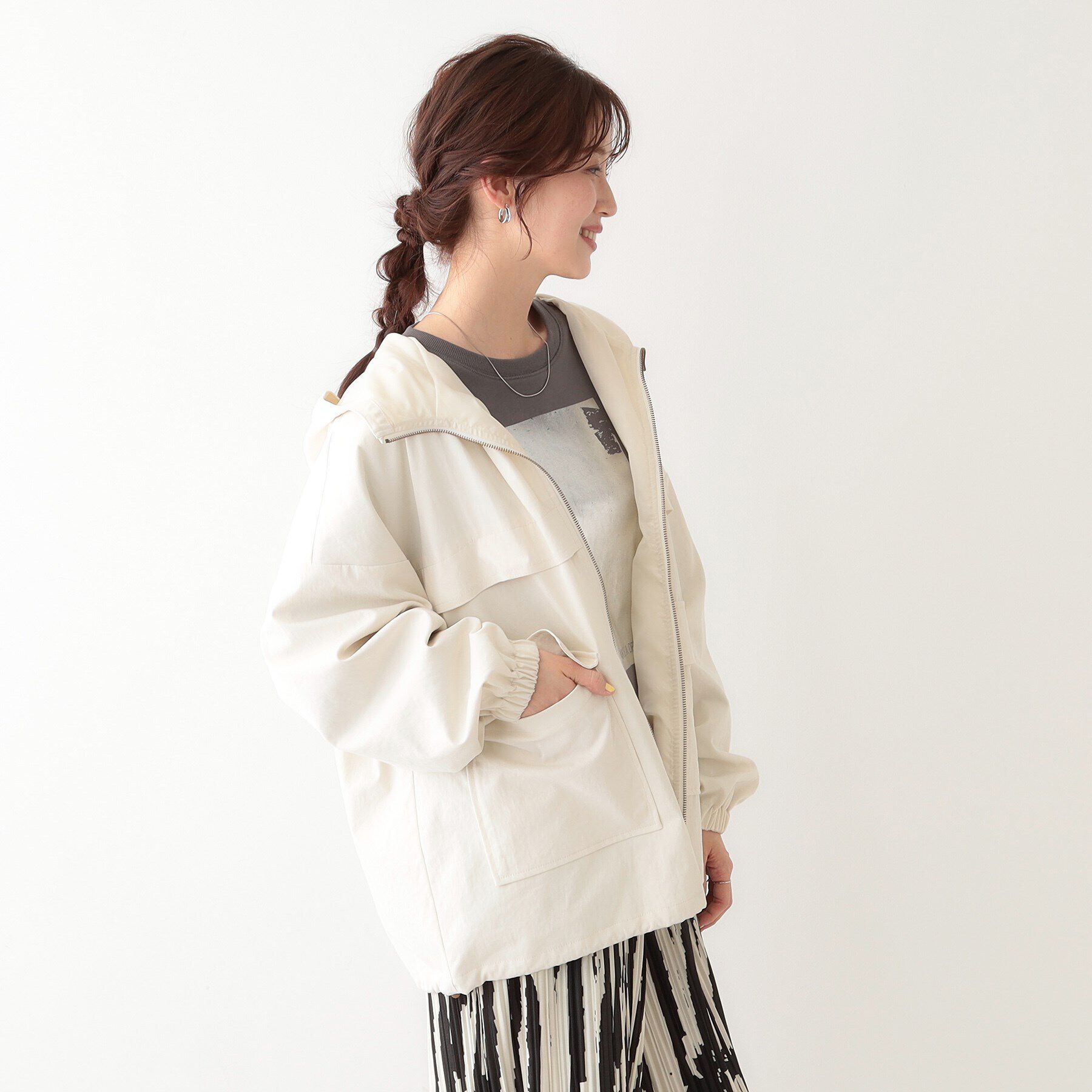 SHOO･LA･RUE「【撥水／S-LL】BIGポケット フーディブルゾン」|ブルゾン・スタジャン|