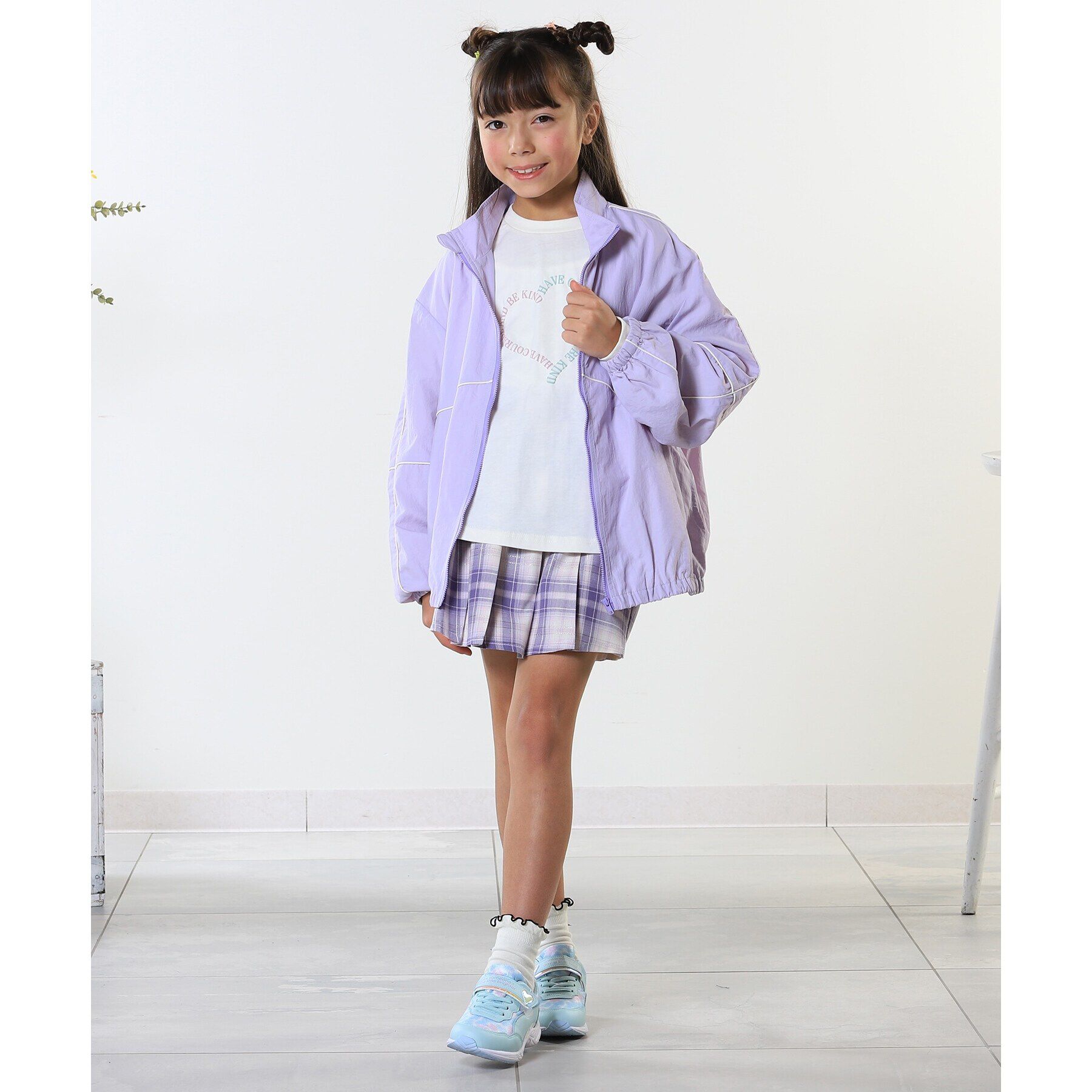 SHOO･LA･RUE「【100-150cm/洗える/男女兼用】スタンドカラー パイピングブルゾン」|ブルゾン・スタジャン|