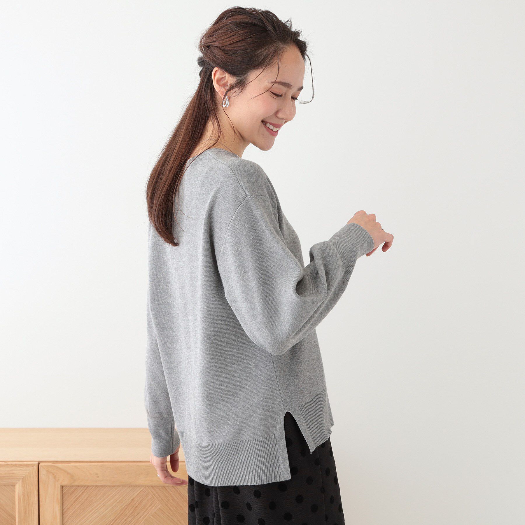 SHOO･LA･RUE「【S-LL/セットアップ可】インせず着られる さらっとなめらかニット」|ニット・セーター|