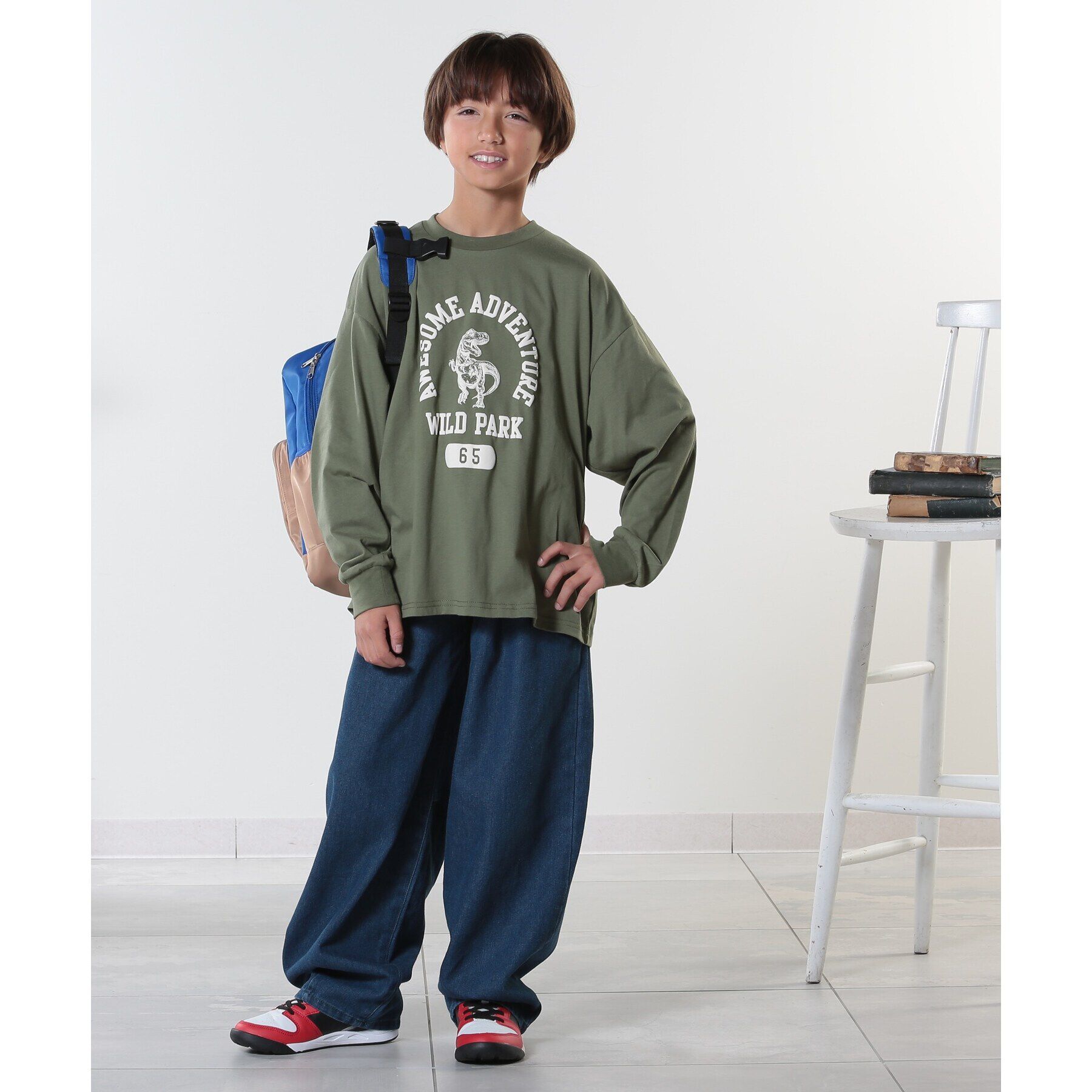 SHOO･LA･RUE「【100-150cm/洗える/兄弟リンク可】BOYSプリントアソートロンT」|Tシャツ・カットソー|