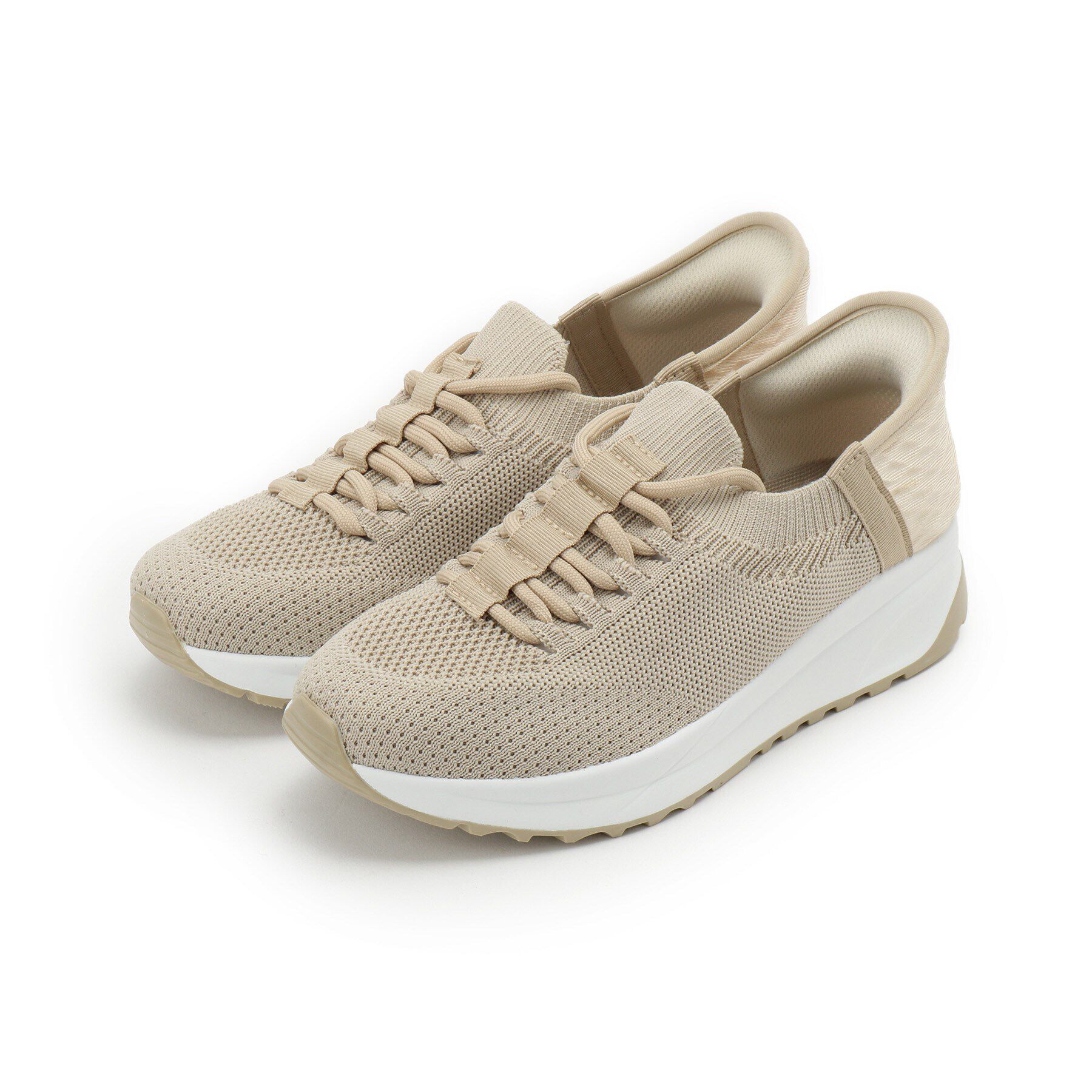 SHOO･LA･RUE「洗えるサッと履けるニットスニーカー」|スニーカー|ライトベージュ(05