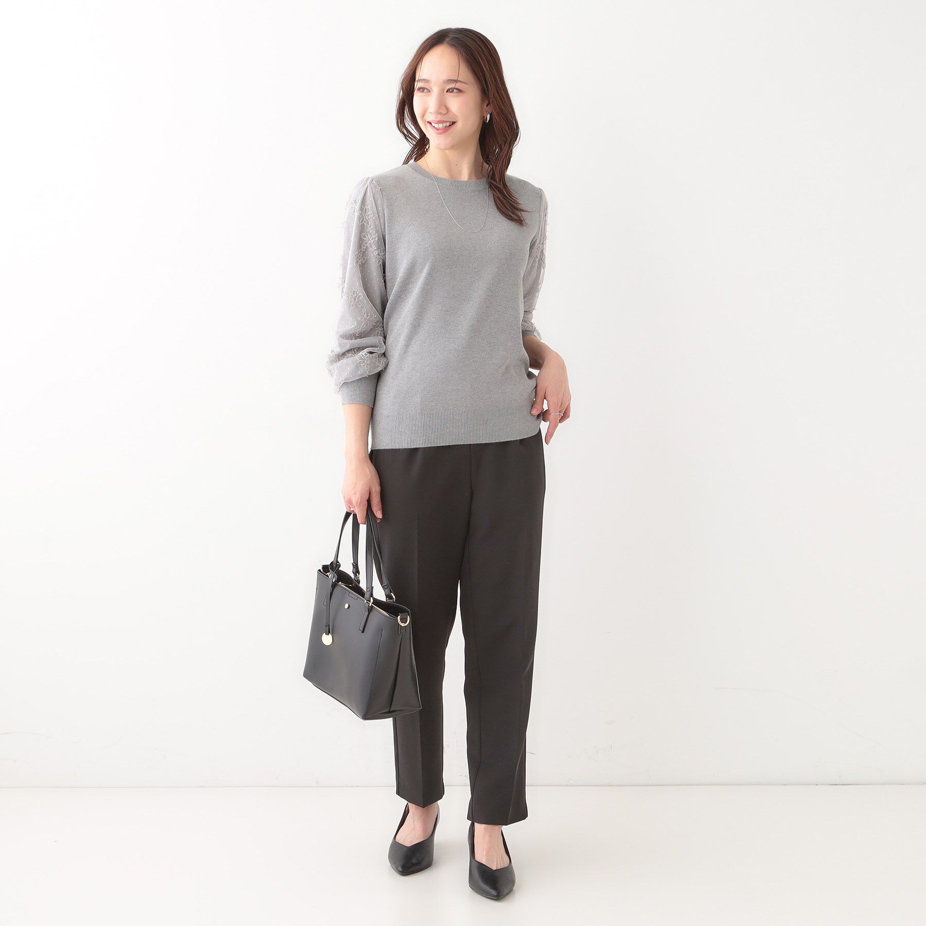 SHOO･LA･RUE「【S-LL】1枚で華やかになる お袖レースドッキングニット」|ニット・セーター|