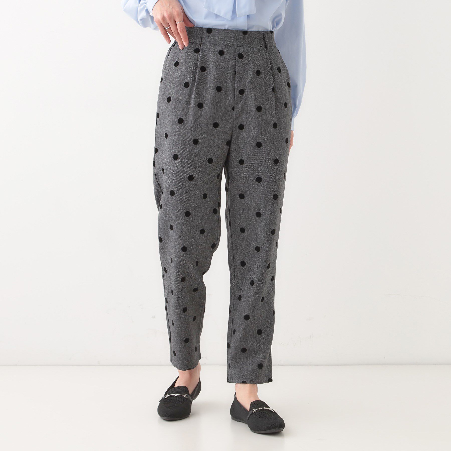 SHOO･LA･RUE「【S-LL】華やかさ引き立つ フロッキードット柄 テーパードパンツ」|その他|