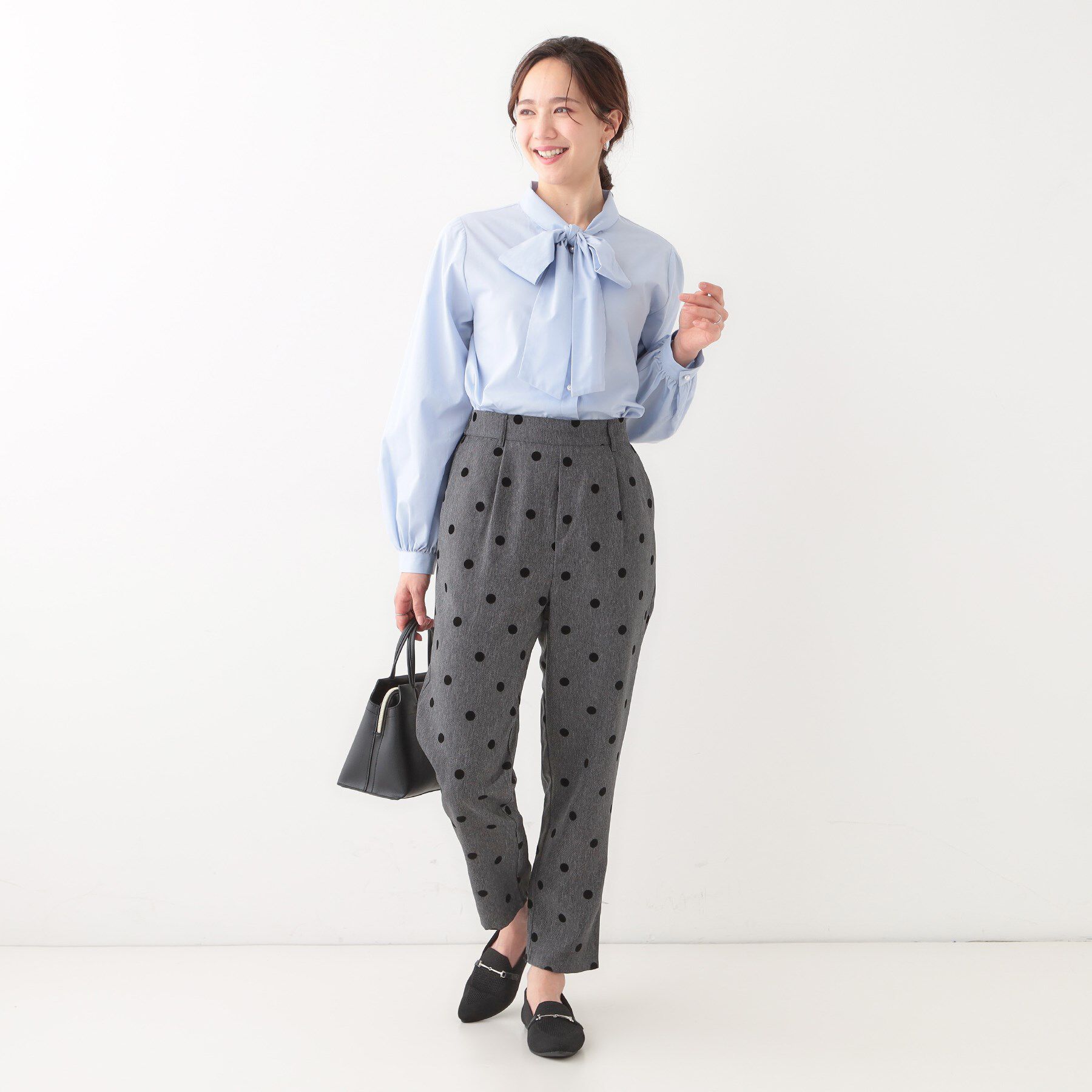 SHOO･LA･RUE「【S-LL】華やかさ引き立つ フロッキードット柄 テーパードパンツ」|その他|