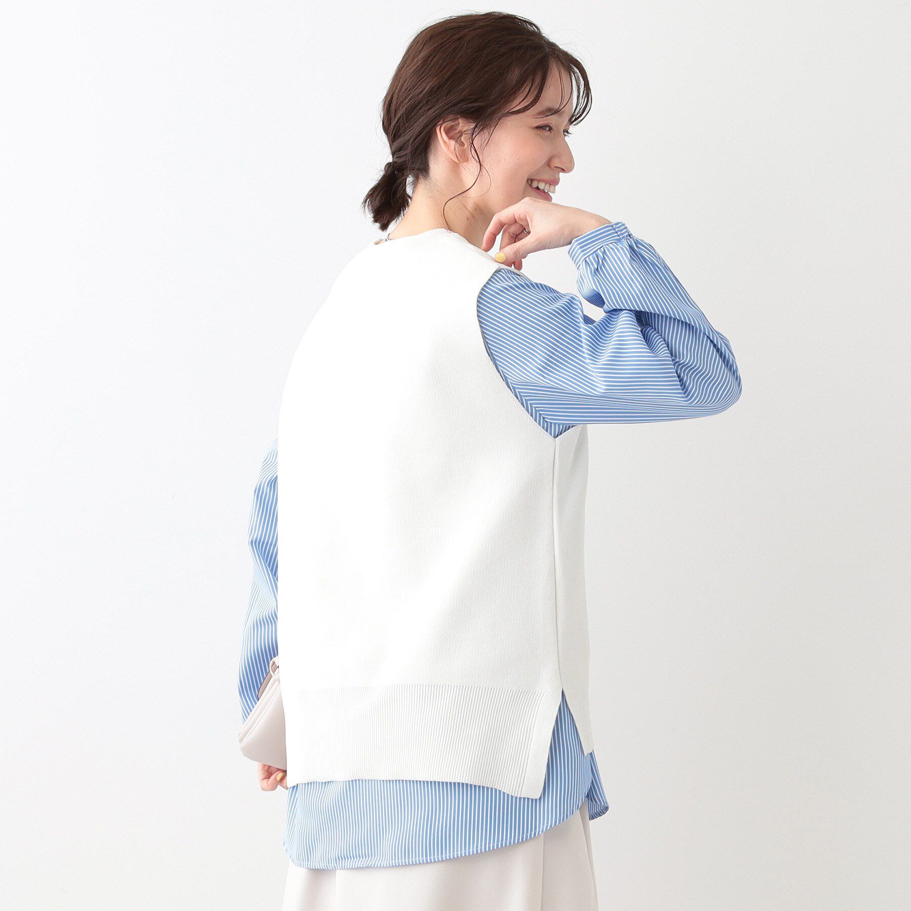 SHOO･LA･RUE「【S-LL/2点セット】着回し自在 ニットベスト＋フレアブラウス」|その他|